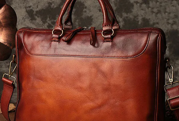 Genuine Leather Mens Handbag Vintage Handmade Briefcase Bag Messenger Bag Shoulder Bag Laptop Bag