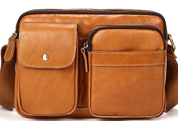 Genuine Leather Messenger Bag Cool Chest Bag Crossbody Bag Travel Bag Hiking Bag for men