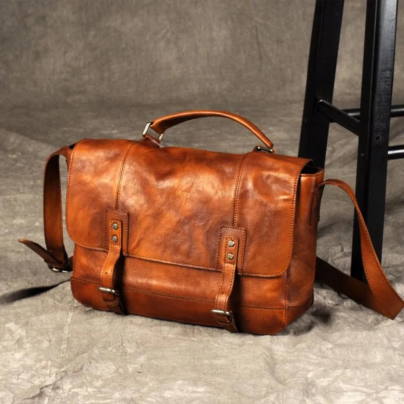 Genuine Leather Vintage Mens Cool Messenger Bag Shoulder Bag for men