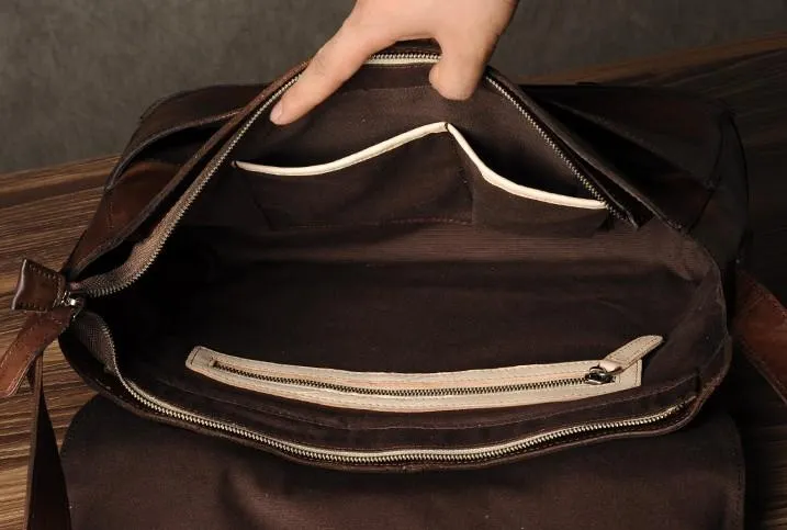 Genuine Leather Vintage Mens Cool Messenger Bag Shoulder Bag for men