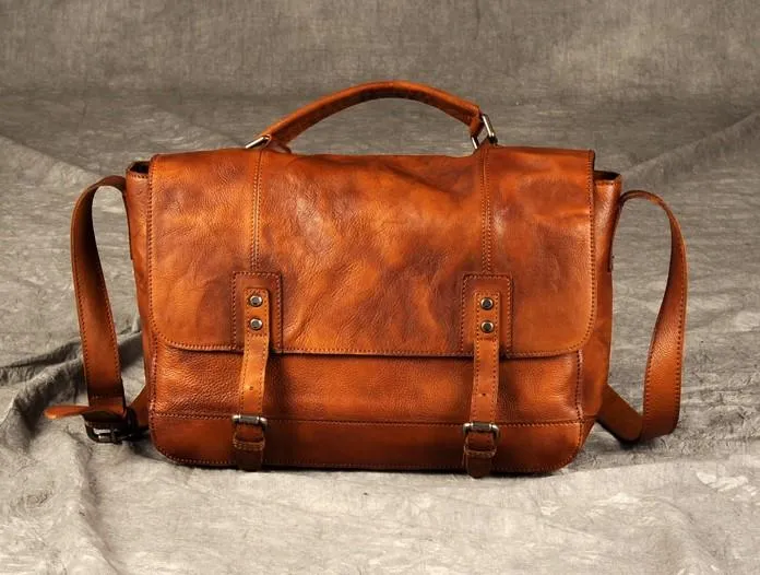 Genuine Leather Vintage Mens Cool Messenger Bag Shoulder Bag for men