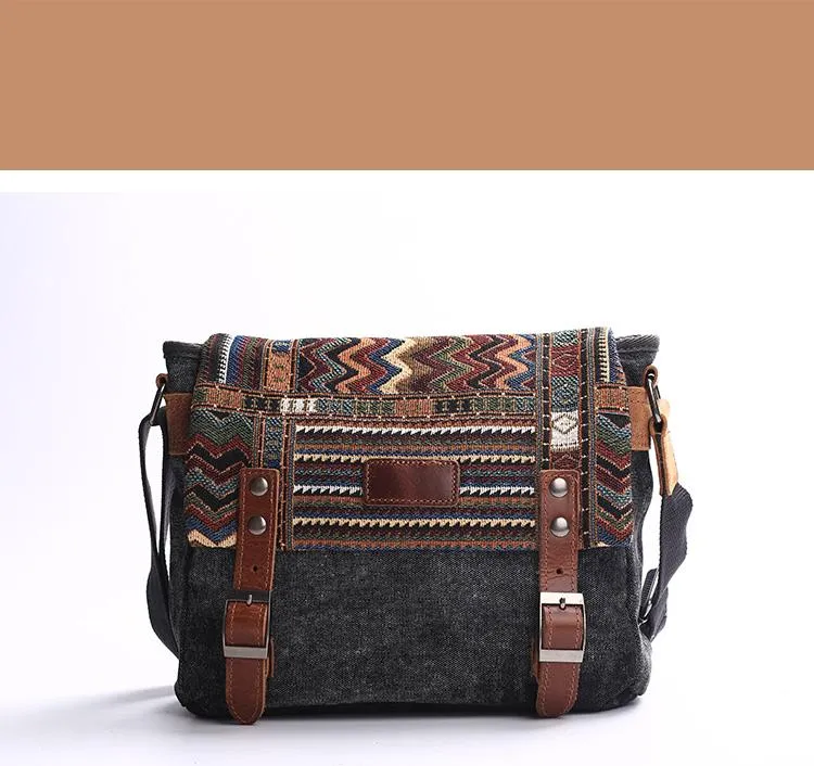 Gray Waxed Canvas Country Style Mens 11'' Side Bag Courier Bag Shoulder Bag Small Messenger Bag for Men