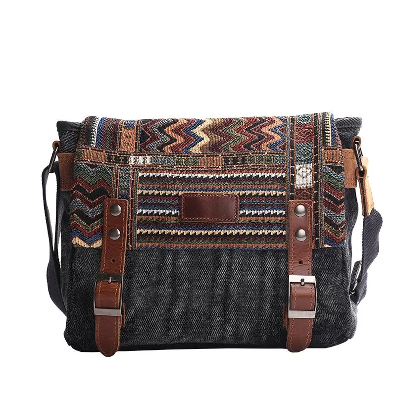 Gray Waxed Canvas Country Style Mens 11'' Side Bag Courier Bag Shoulder Bag Small Messenger Bag for Men