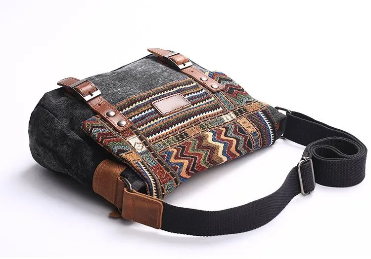 Gray Waxed Canvas Country Style Mens 11'' Side Bag Courier Bag Shoulder Bag Small Messenger Bag for Men
