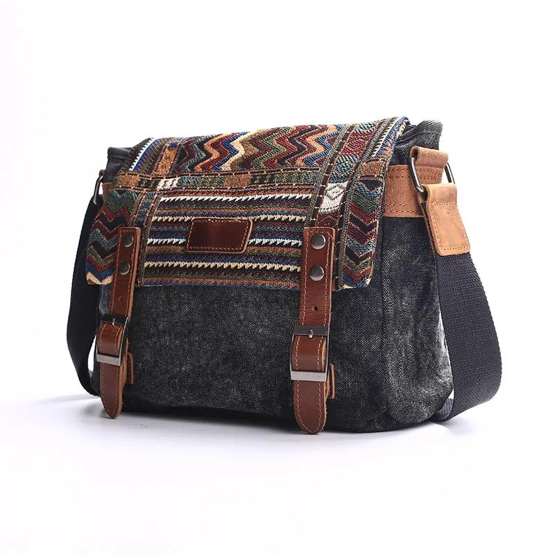 Gray Waxed Canvas Country Style Mens 11'' Side Bag Courier Bag Shoulder Bag Small Messenger Bag for Men
