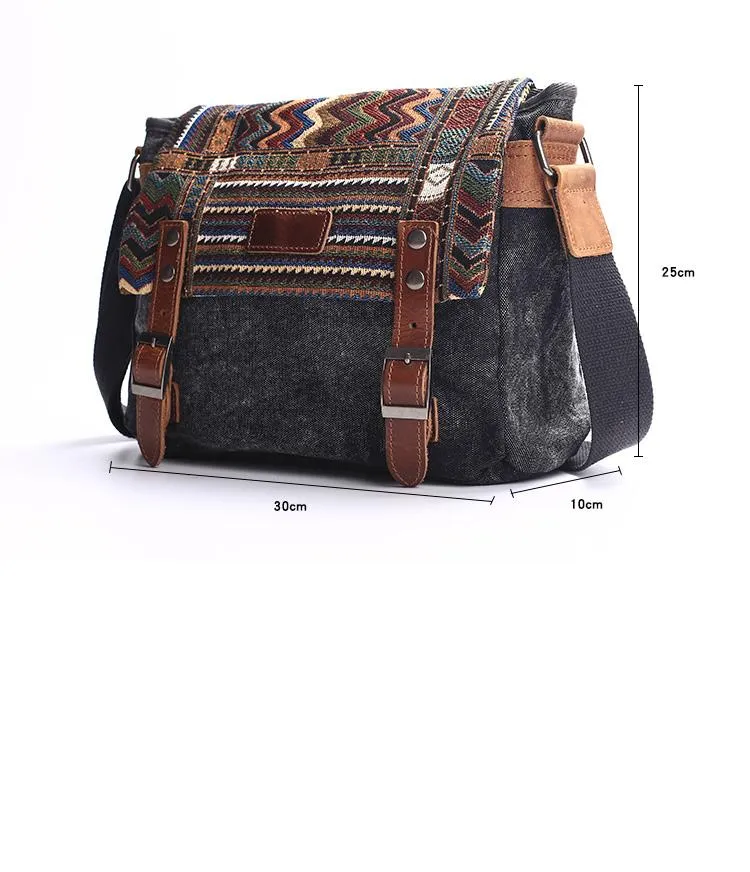 Gray Waxed Canvas Country Style Mens 11'' Side Bag Courier Bag Shoulder Bag Small Messenger Bag for Men