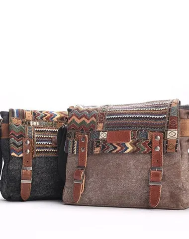 Gray Waxed Canvas Country Style Mens 11'' Side Bag Courier Bag Shoulder Bag Small Messenger Bag for Men