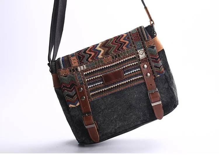 Gray Waxed Canvas Country Style Mens 11'' Side Bag Courier Bag Shoulder Bag Small Messenger Bag for Men