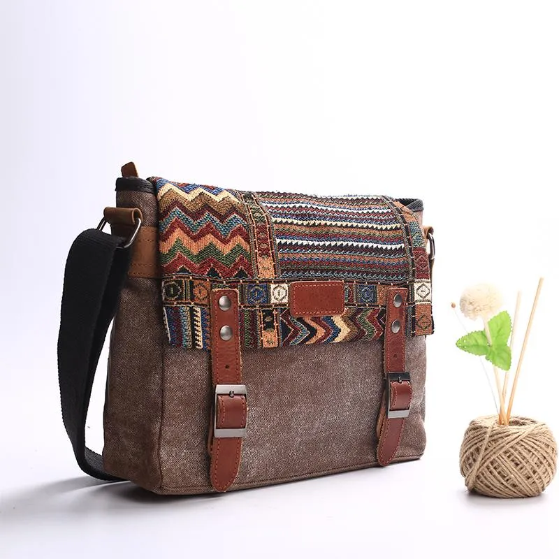 Gray Waxed Canvas Country Style Mens 11'' Side Bag Courier Bag Shoulder Bag Small Messenger Bag for Men