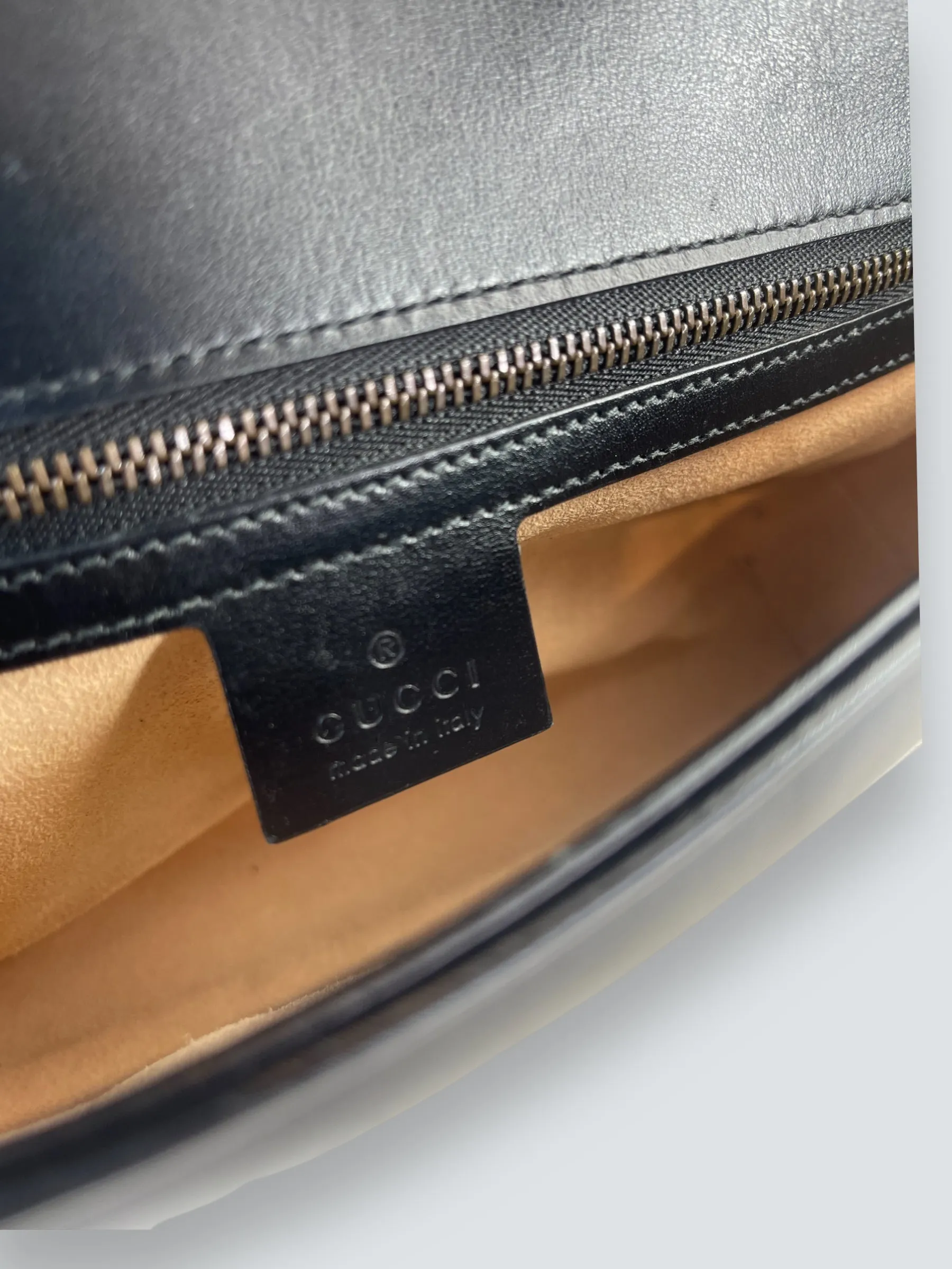 Gucci Black Matellese Leather GG Marmont Crossbody