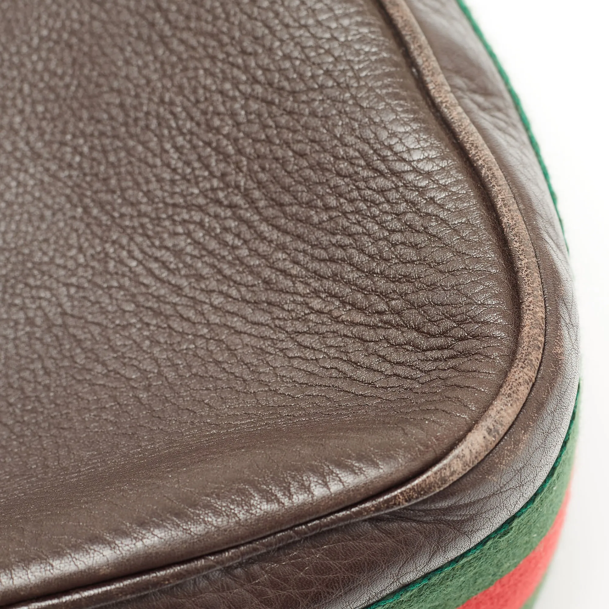 Gucci Dark Brown Leather Web Shoulder Bag