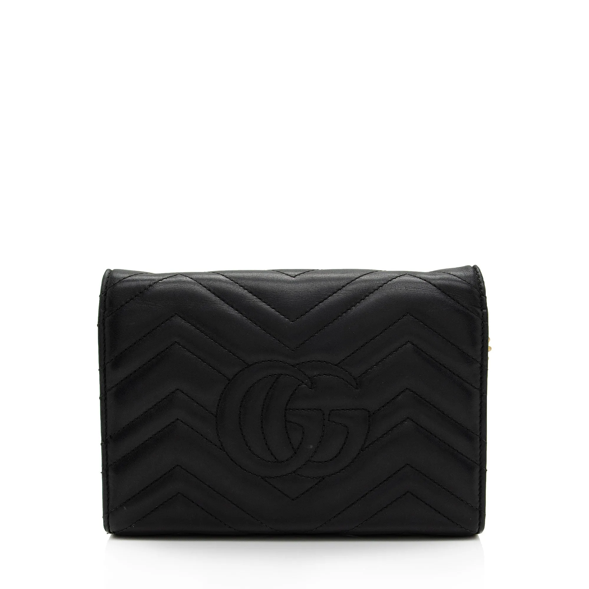 Gucci Matelasse Leather GG Marmont Mini Chain Shoulder Bag (SHF-KHf4XN)
