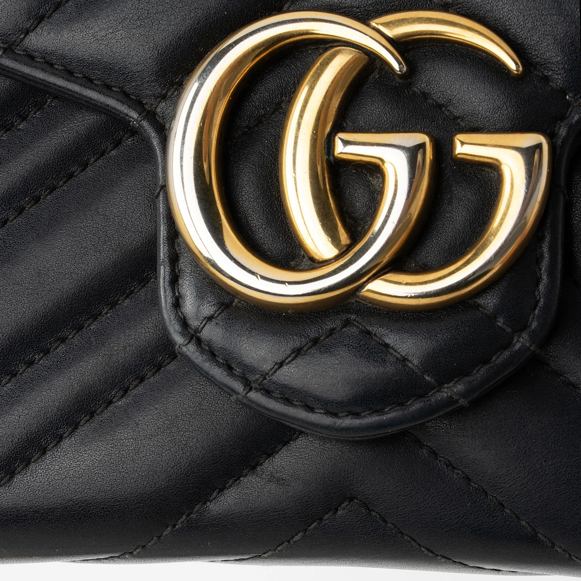 Gucci Matelasse Leather GG Marmont Mini Chain Shoulder Bag (SHF-KHf4XN)