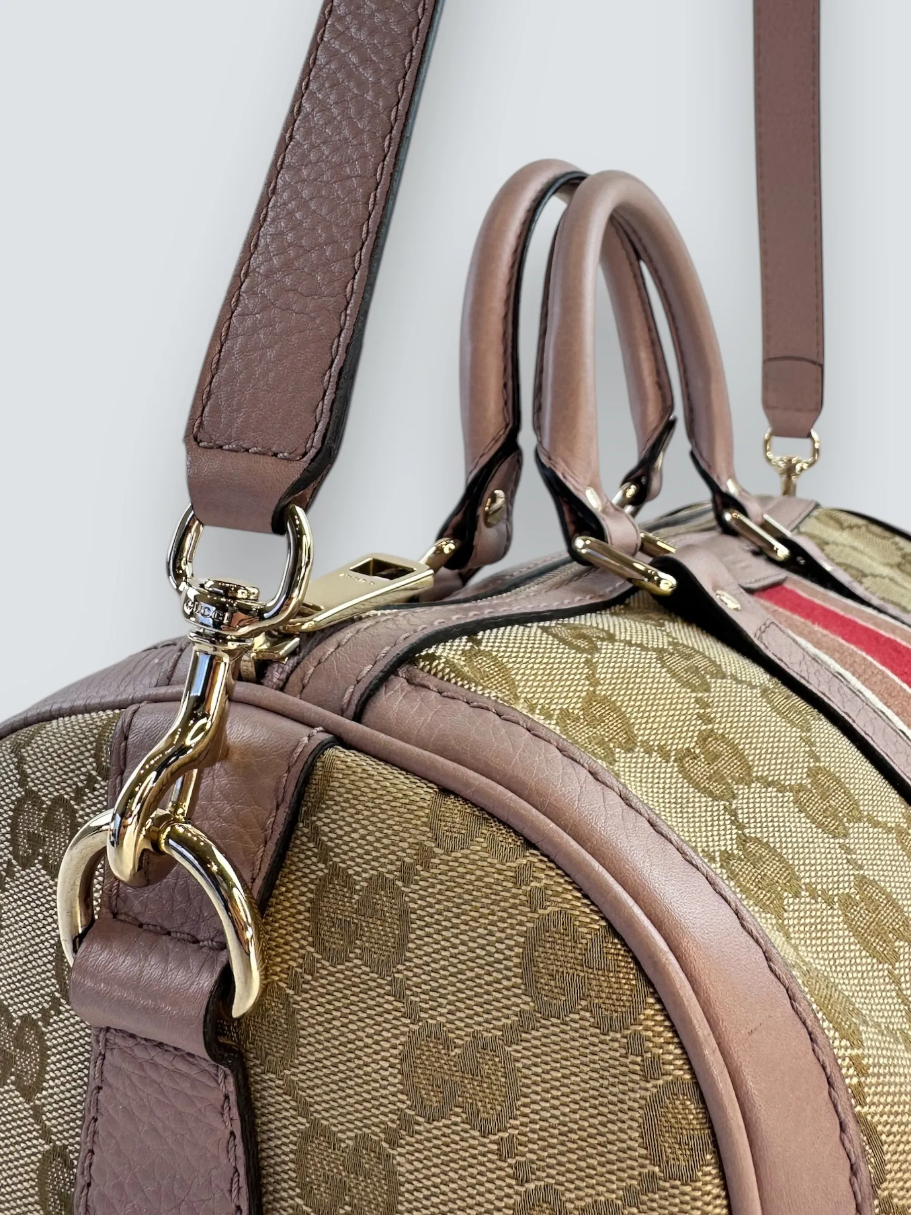 Gucci Monogram Canvas & Leather ??Boston?? Shoulder Bag