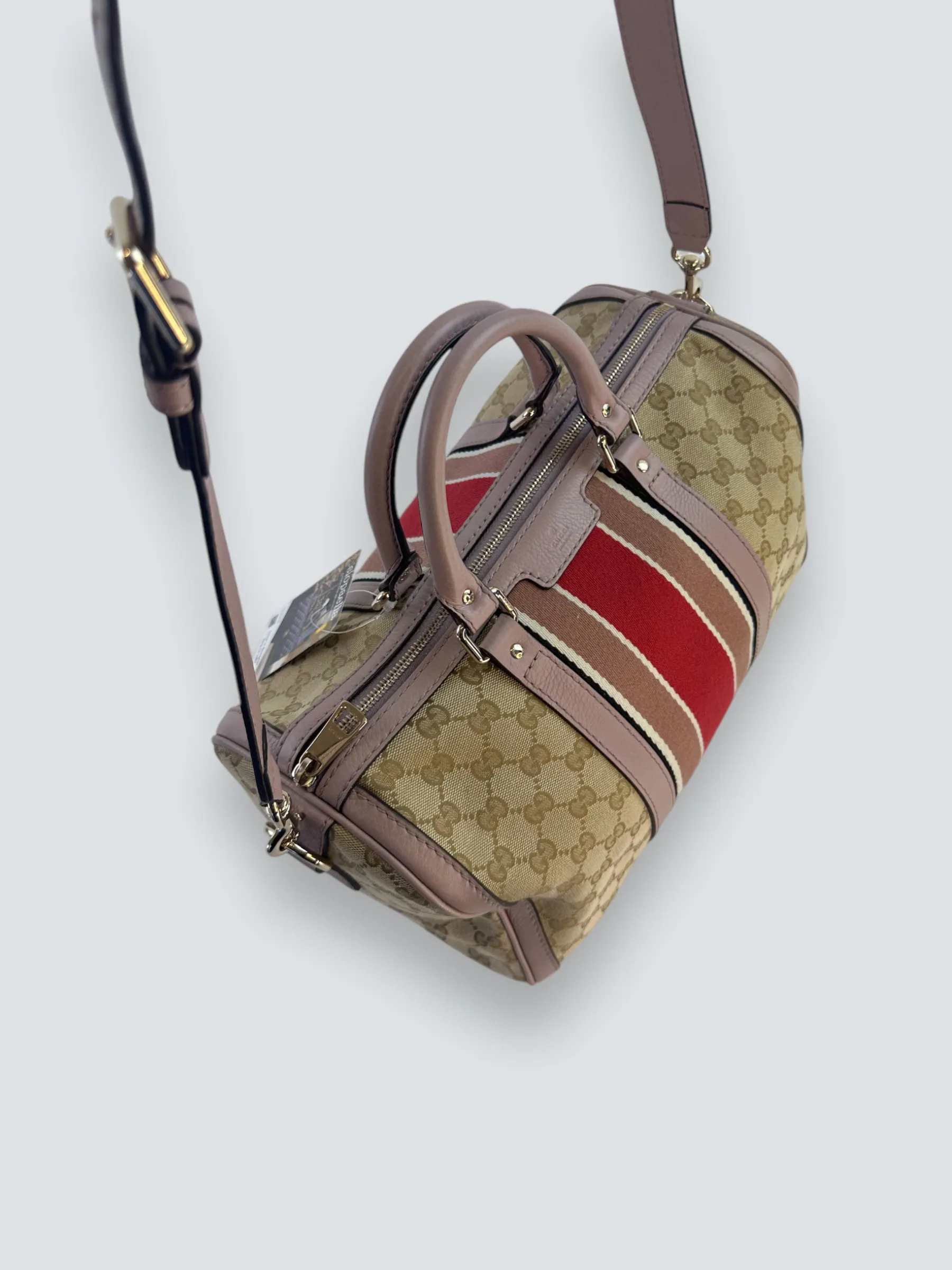Gucci Monogram Canvas & Leather ??Boston?? Shoulder Bag