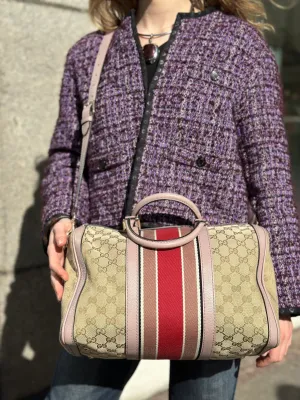 Gucci Monogram Canvas & Leather ??Boston?? Shoulder Bag