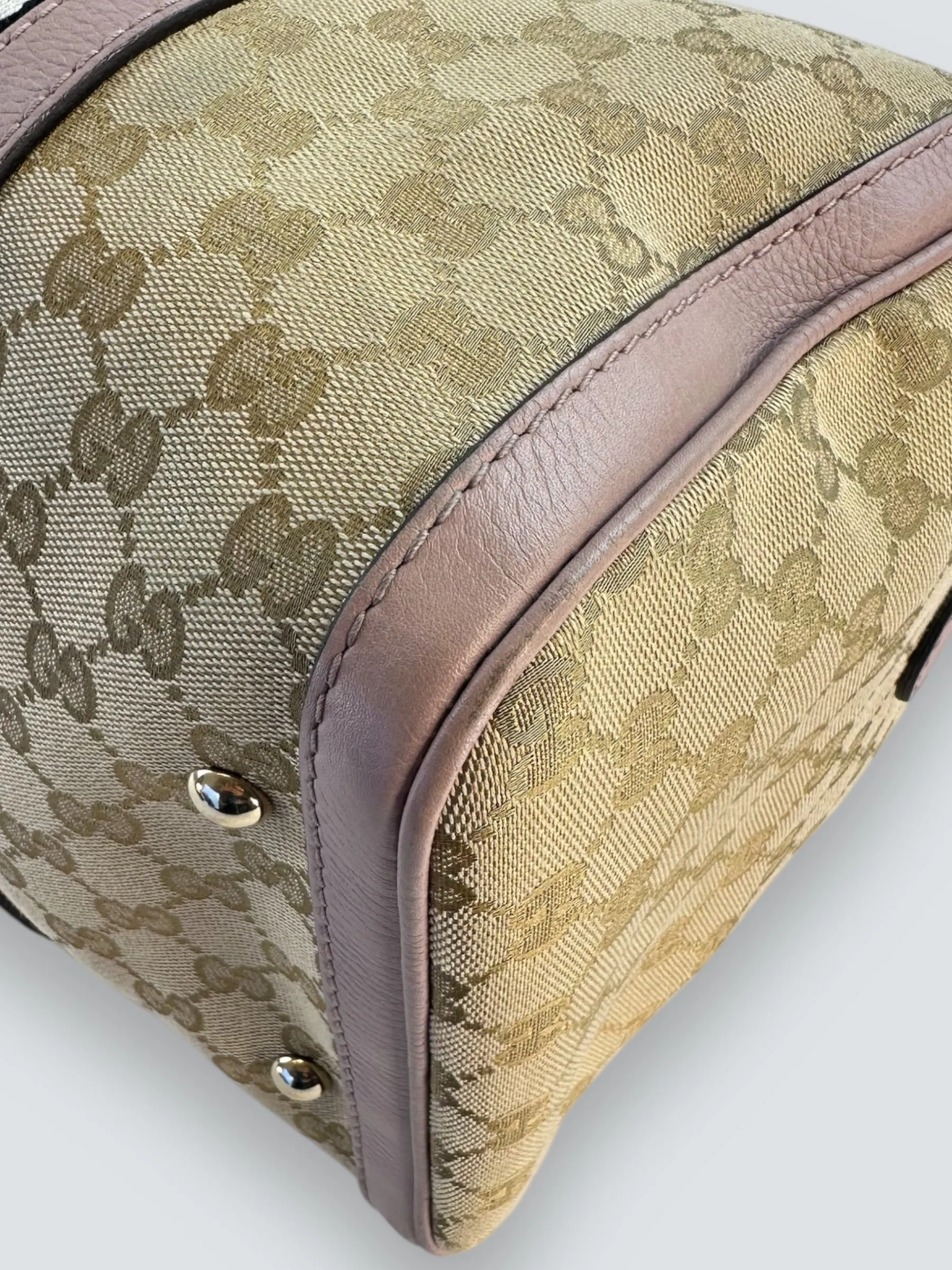 Gucci Monogram Canvas & Leather ??Boston?? Shoulder Bag
