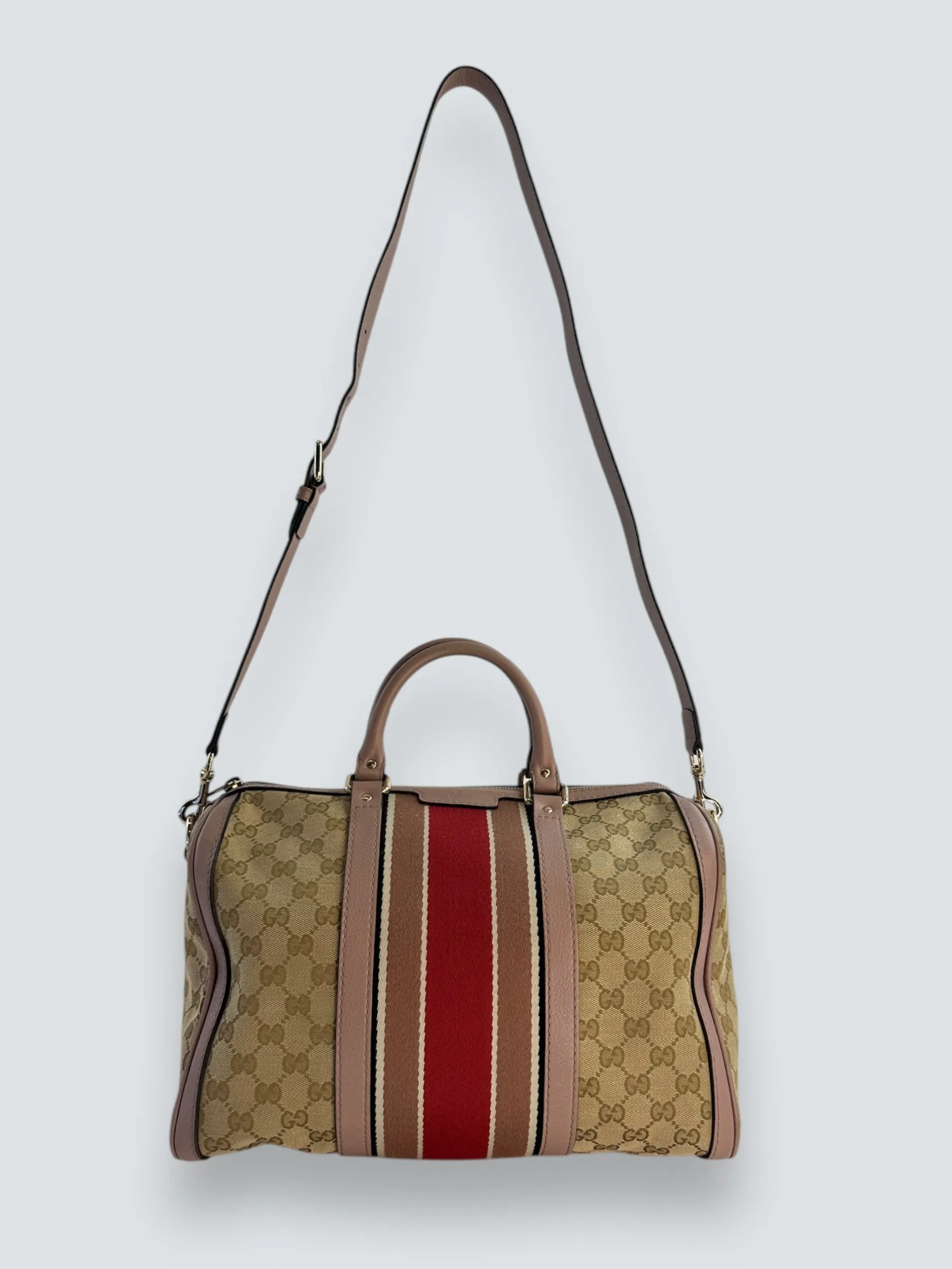 Gucci Monogram Canvas & Leather ??Boston?? Shoulder Bag