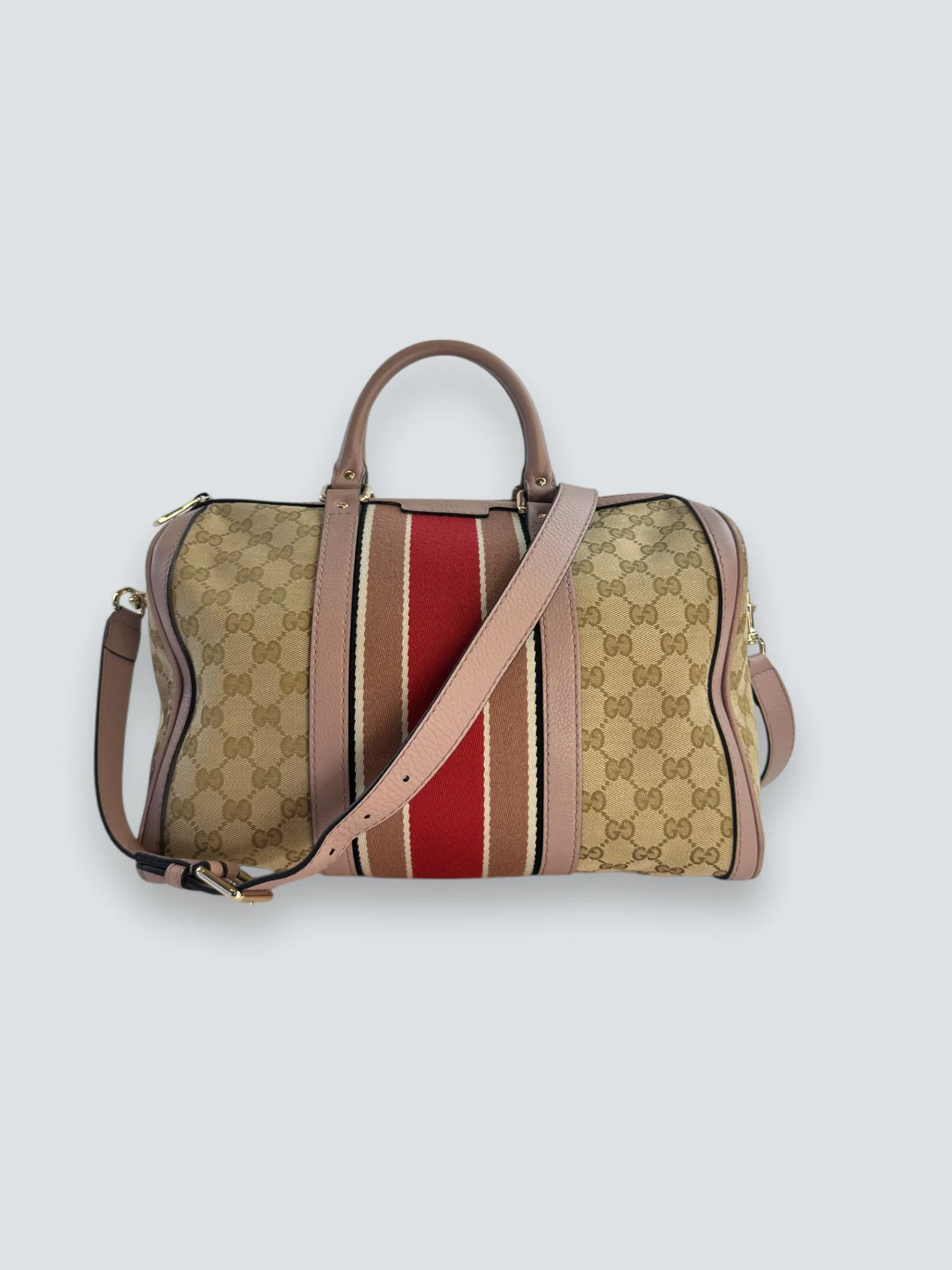 Gucci Monogram Canvas & Leather ??Boston?? Shoulder Bag