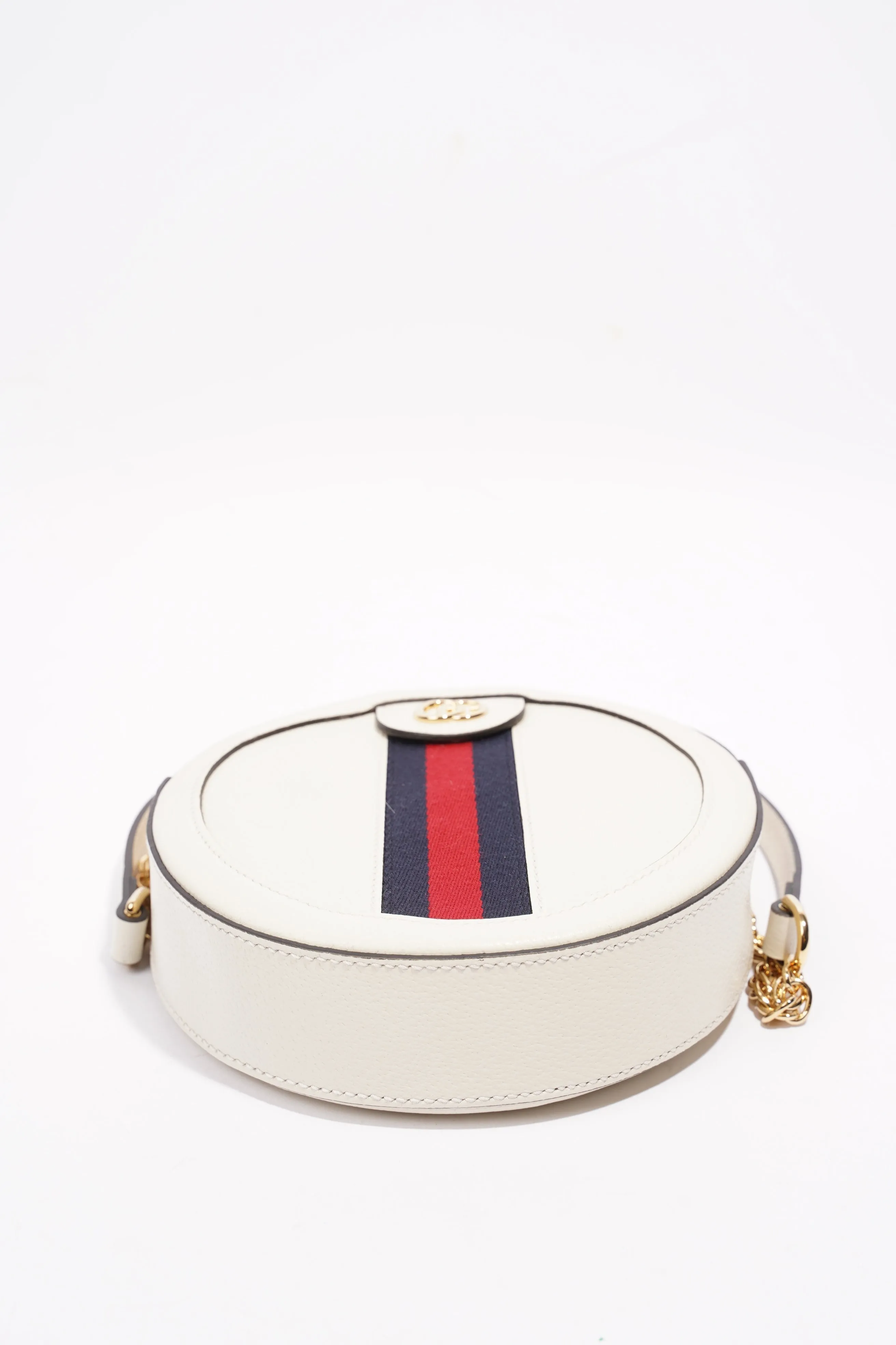Gucci Ophidia GG Mini Round Shoulder Bag White / Blue / Red Leather