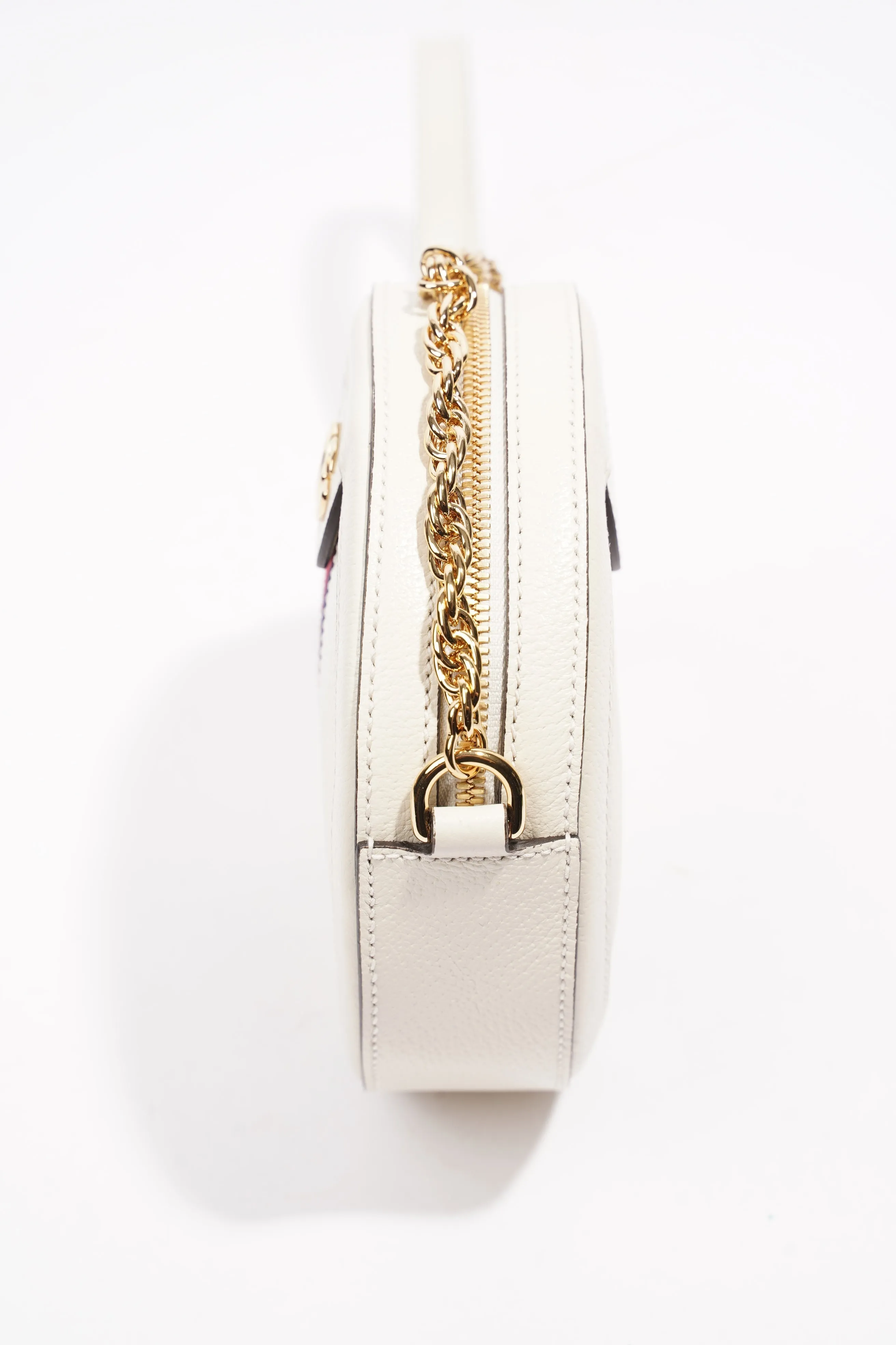 Gucci Ophidia GG Mini Round Shoulder Bag White / Blue / Red Leather