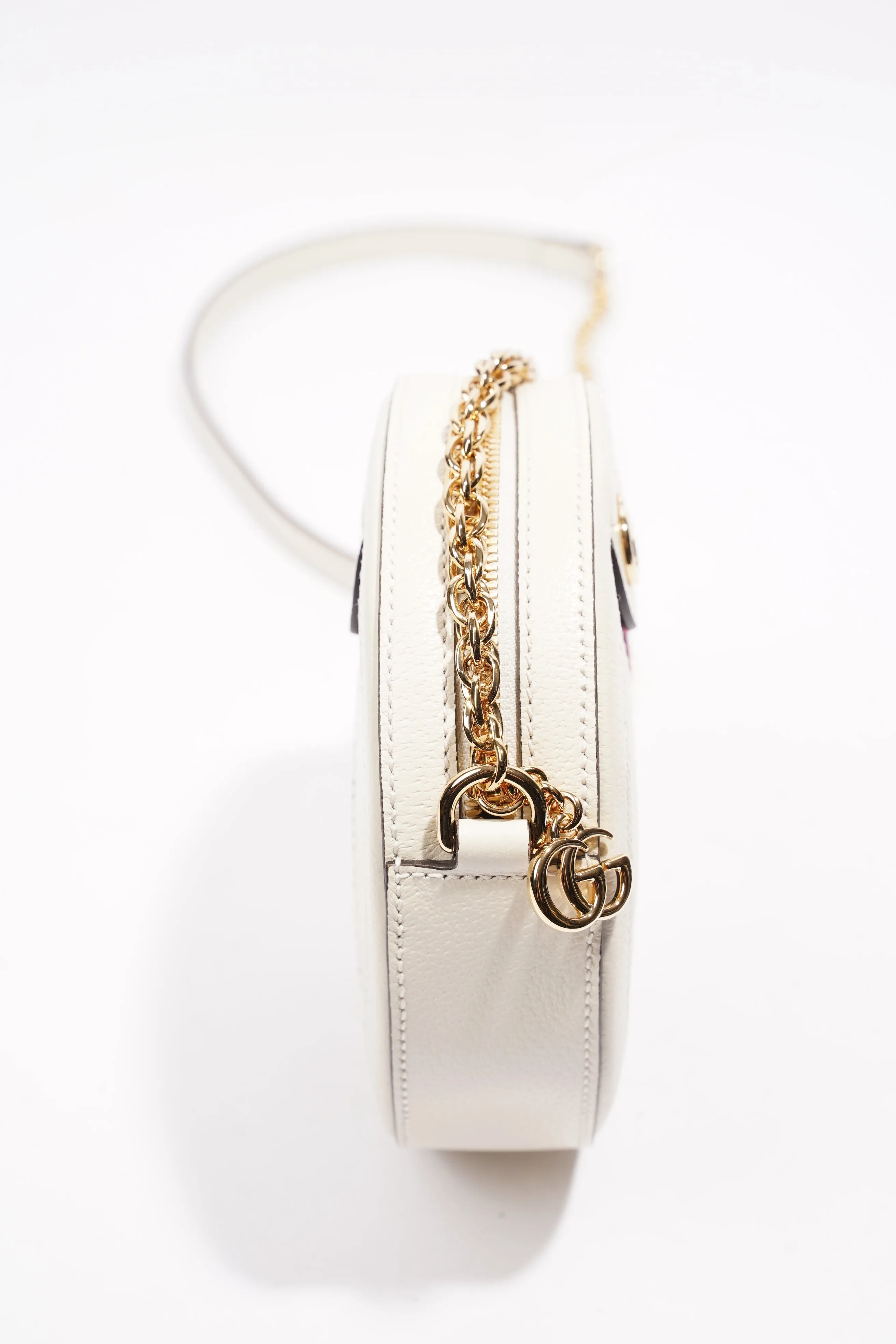 Gucci Ophidia GG Mini Round Shoulder Bag White / Blue / Red Leather