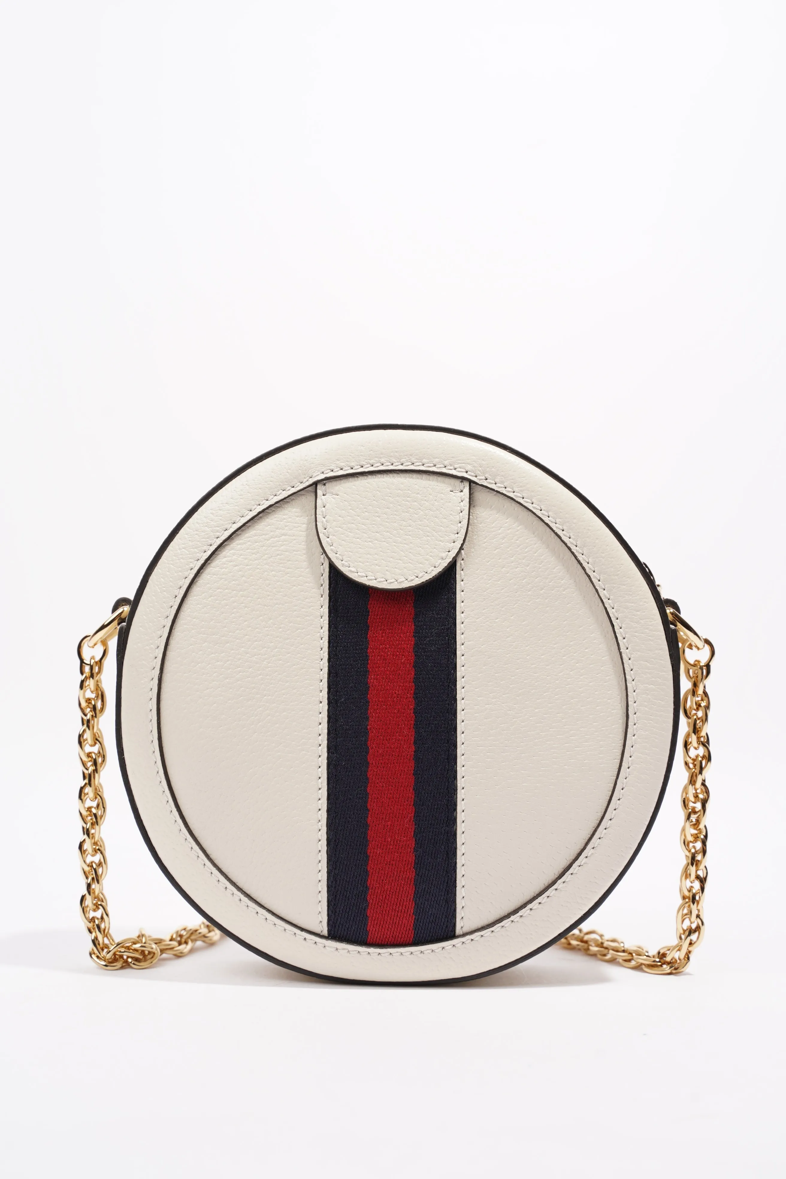 Gucci Ophidia GG Mini Round Shoulder Bag White / Blue / Red Leather