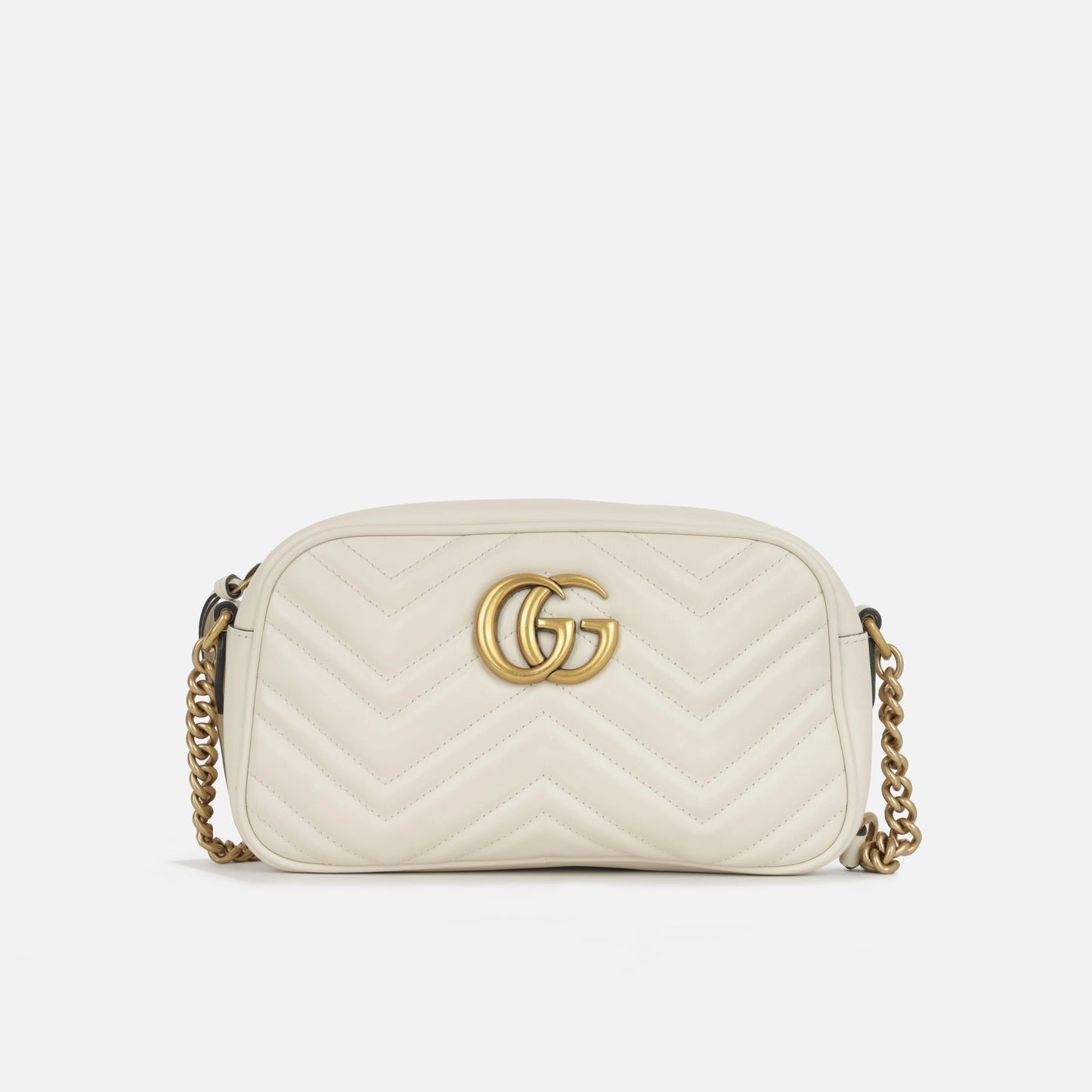Gucci - GG Marmont Shoulder Bag - White Smooth Calfskin GHW - Pre-Loved