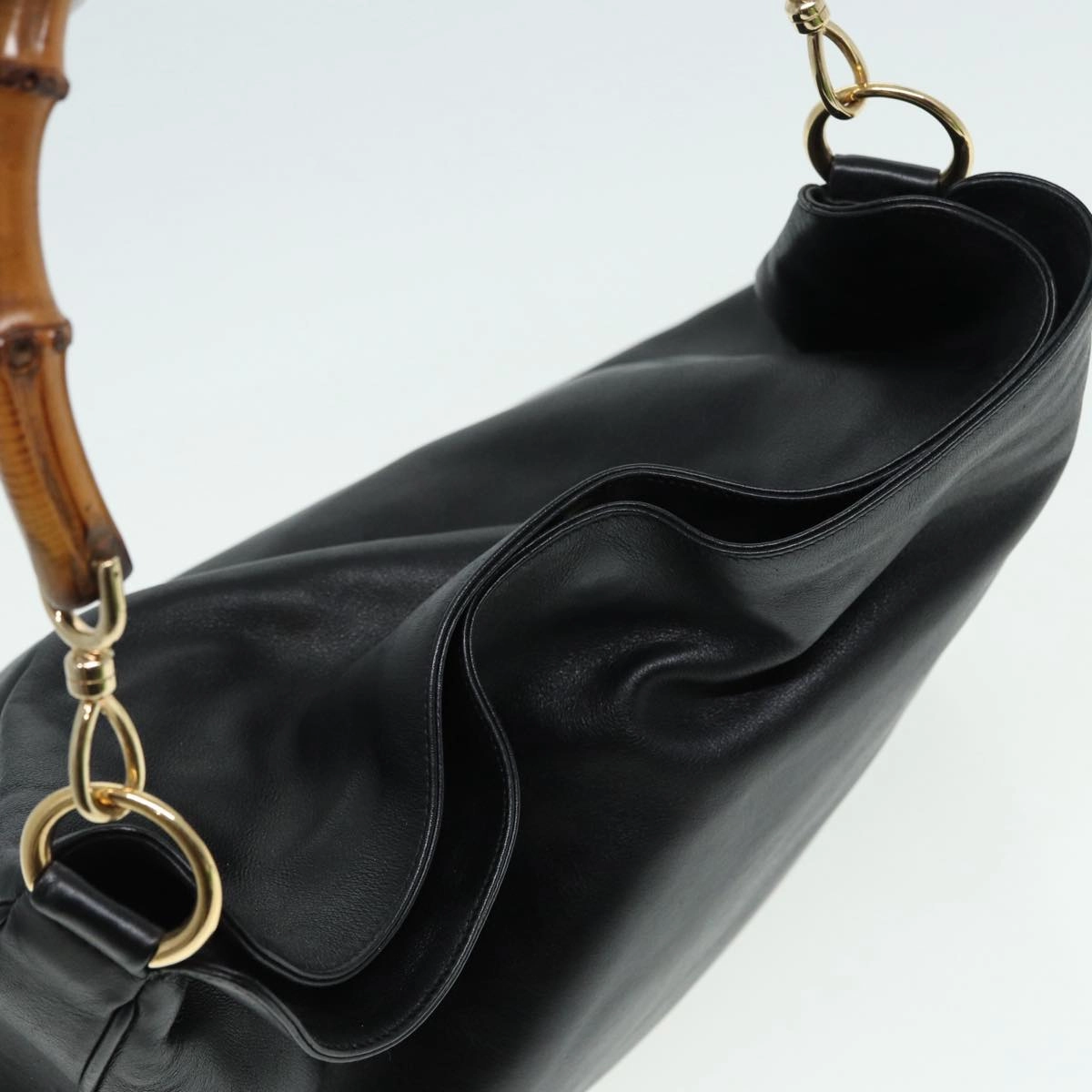 GUCCI Bamboo Shoulder Bag Leather 2way Black 001 0166 1577  84761