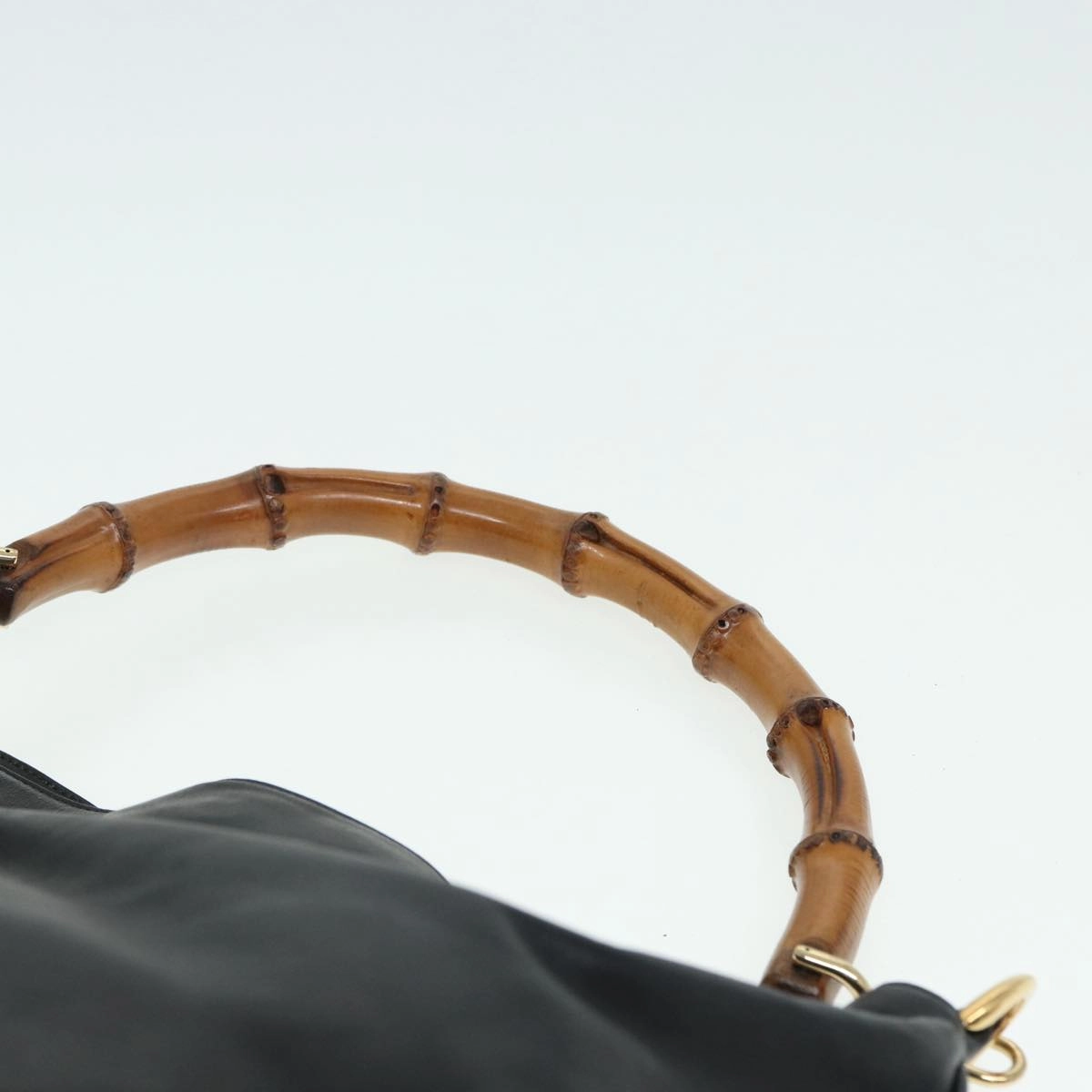 GUCCI Bamboo Shoulder Bag Leather 2way Black 001 0166 1577  84761