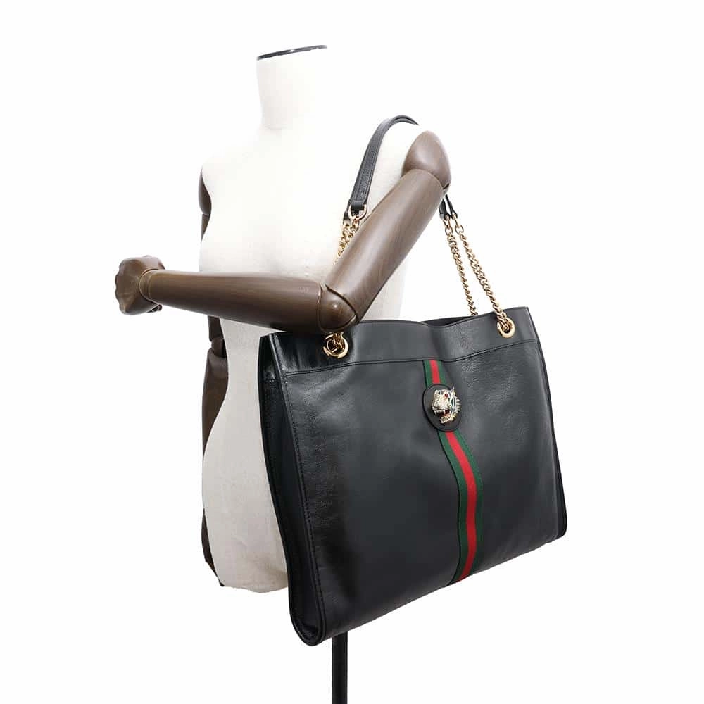GUCCI Cherie Line Raja Tiger Head ChainShoulder Black537219 Leather