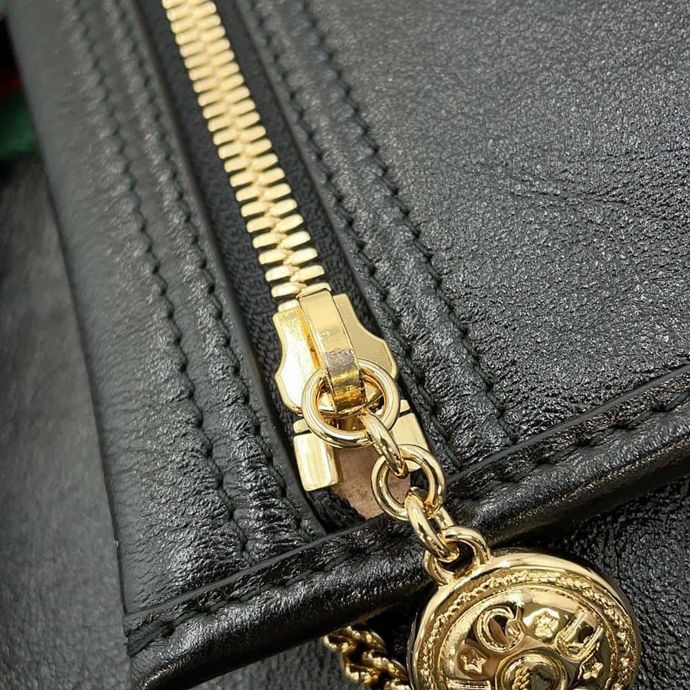 GUCCI Cherie Line Raja Tiger Head ChainShoulder Black537219 Leather