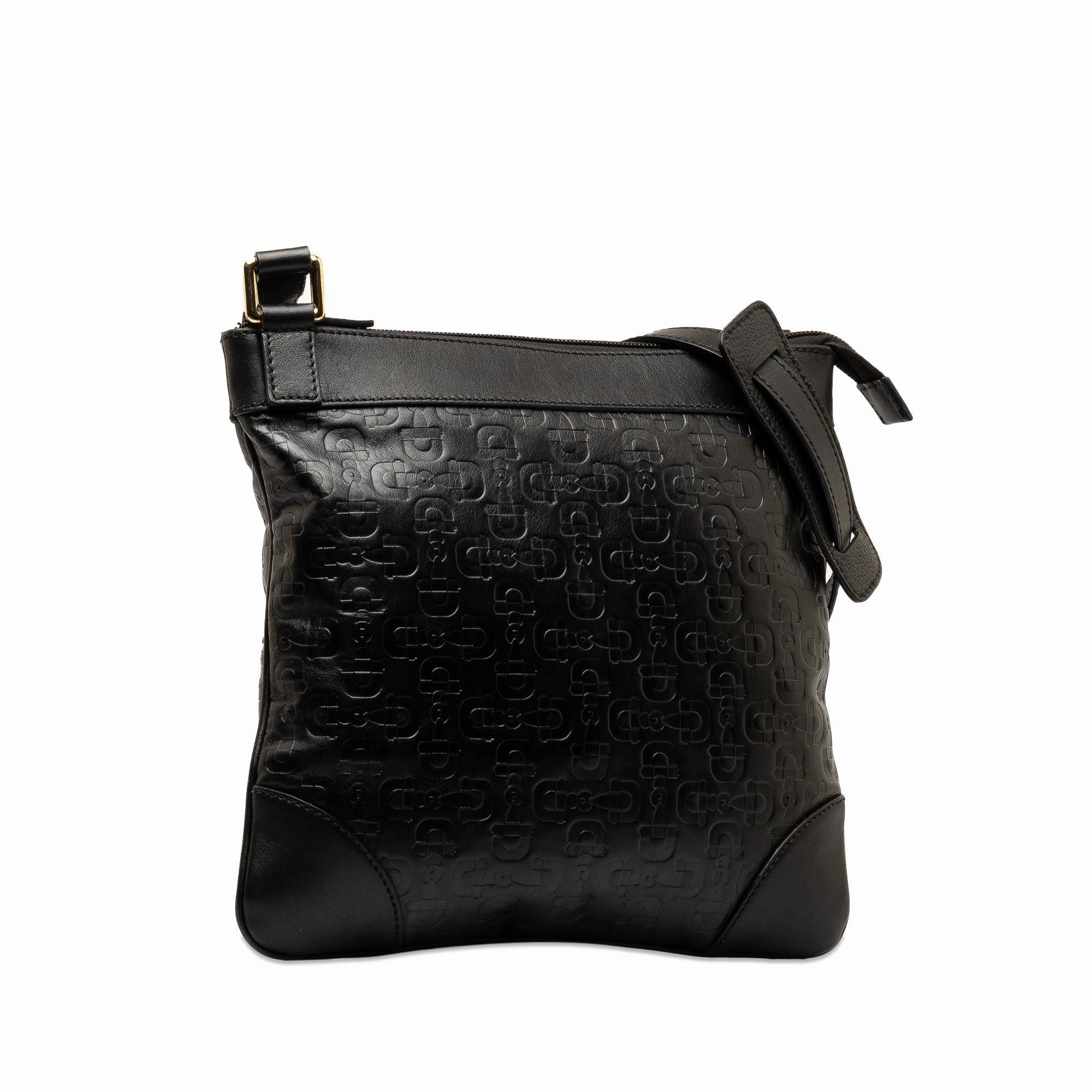 Gucci Embossed Leather Horsebit Crossbody Bag (SHG-KBNslG)