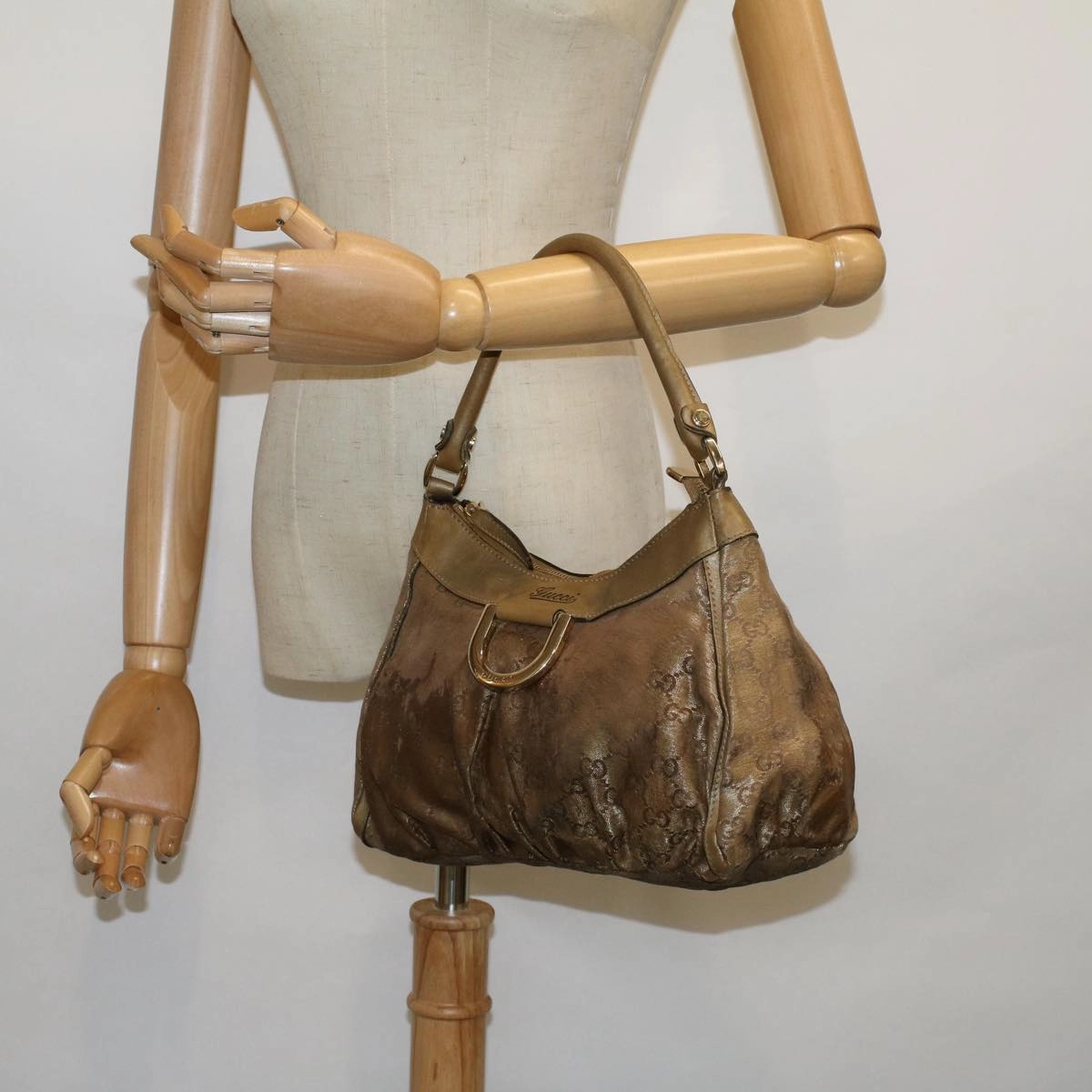 GUCCI GG Crystal Shoulder Bag Coated Canvas Gold 190525  th4147