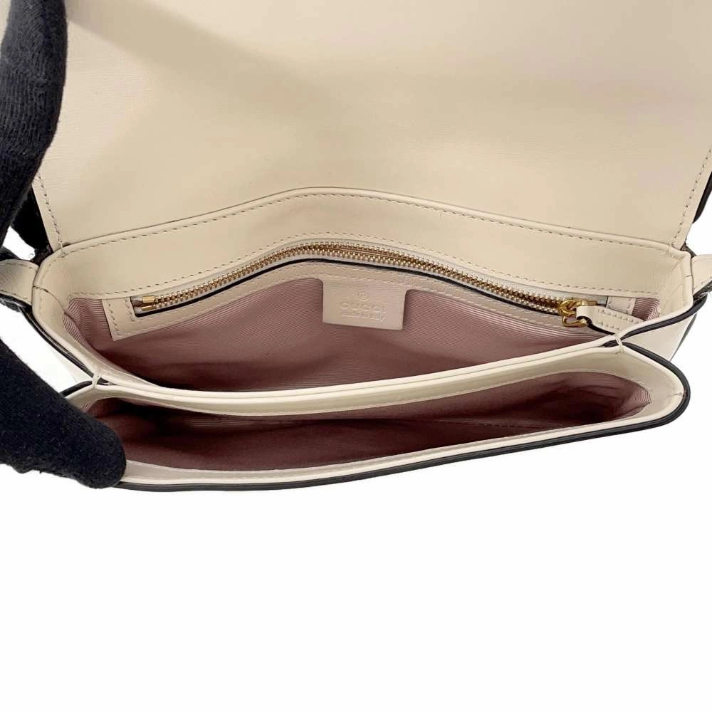 GUCCI GG Marmont Alley Shoulder Bag White550129 Leather Size Small
