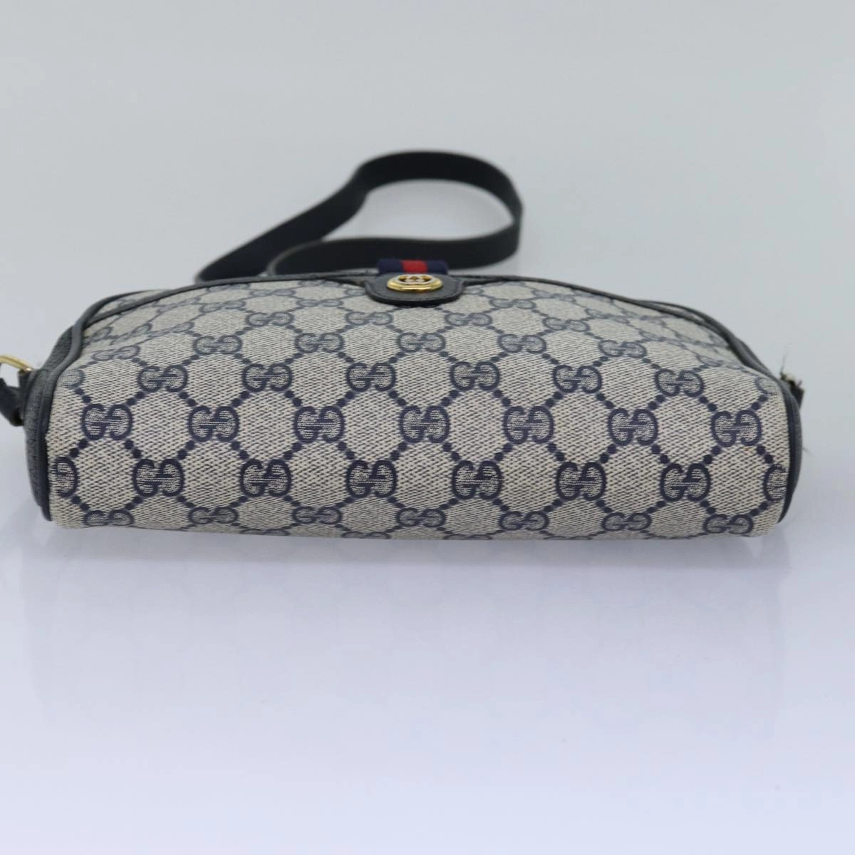 GUCCI GG Supreme Sherry Line Shoulder Bag PVC Navy Red 116 02 089  ep4504