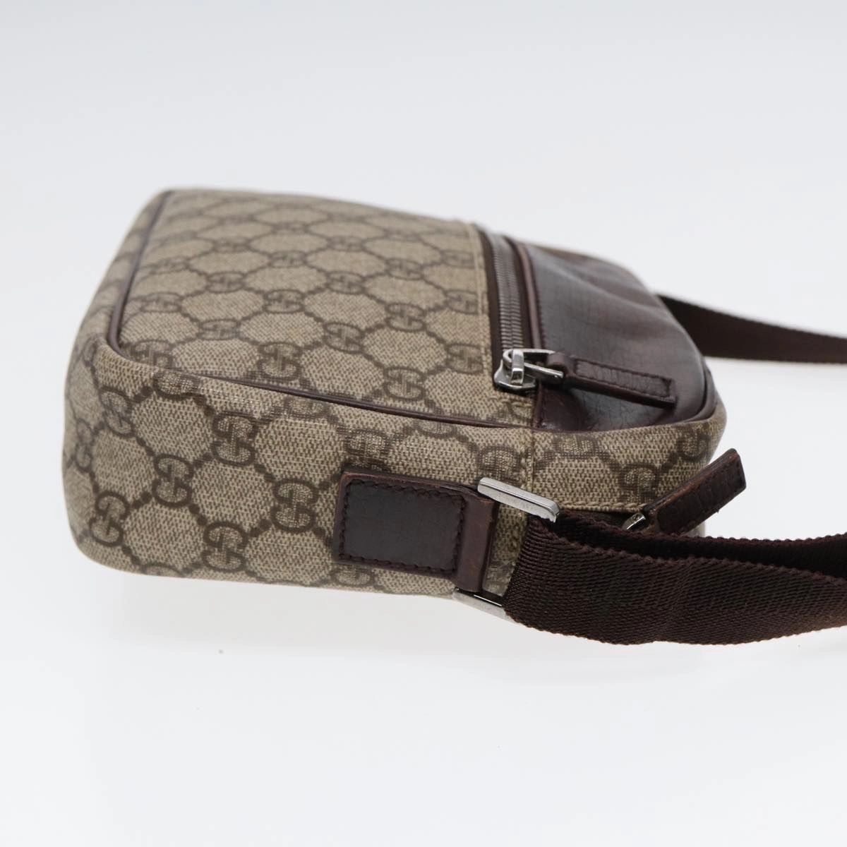 GUCCI GG Supreme Shoulder Bag PVC Leather Beige Silver 114291  87094