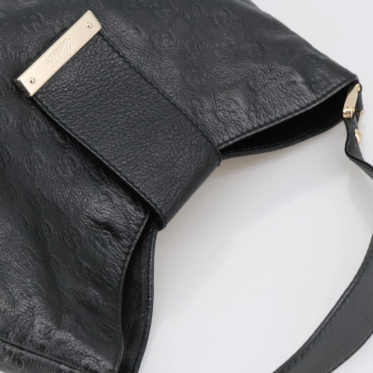 Gucci Guccissima Black Leather Shoulder Bag ()