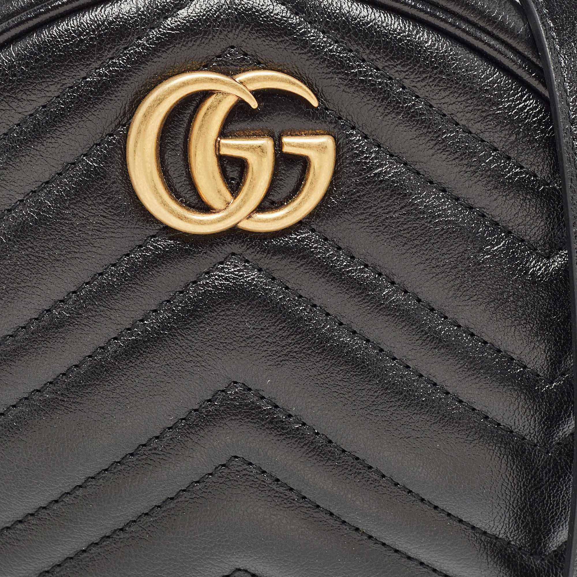 Gucci  Matelass&eacute; Leather Mini Gg Marmont Round Shoulder Bag