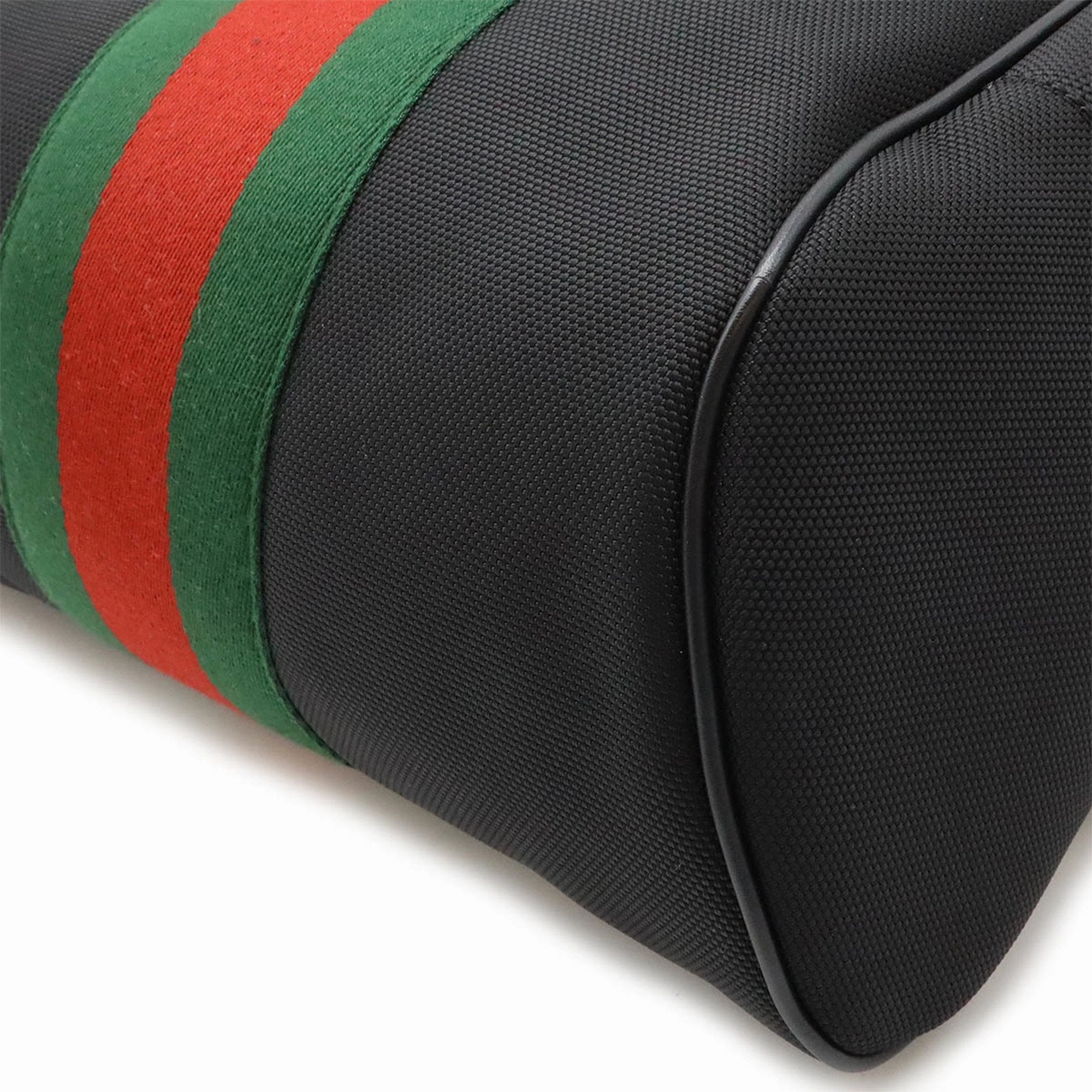 Gucci Sherry Line Black Green Red Color Canvas Backpack ()
