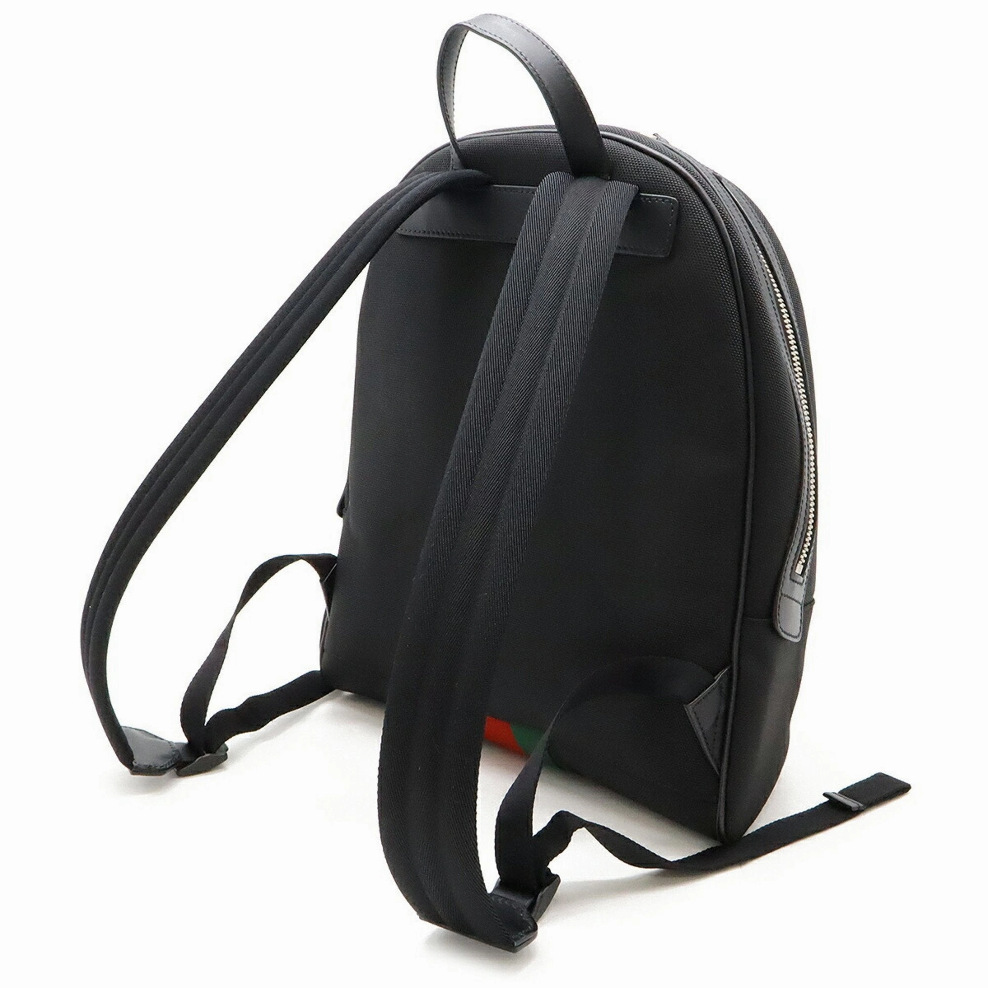 Gucci Sherry Line Black Green Red Color Canvas Backpack ()