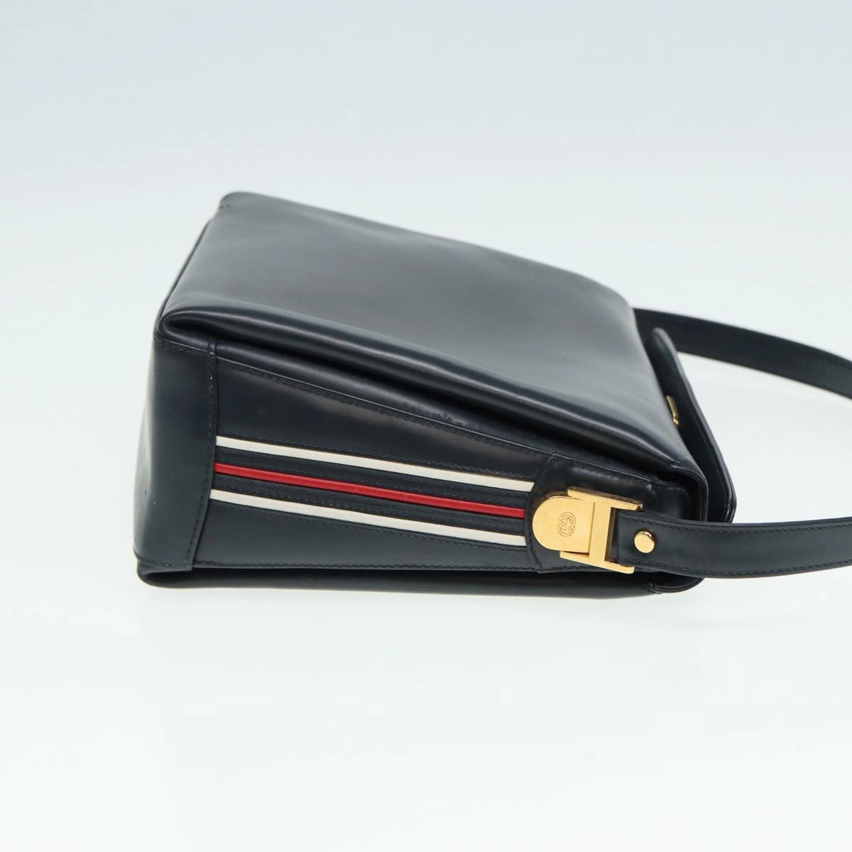 GUCCI Shoulder Bag Leather Navy Gold  ep5155