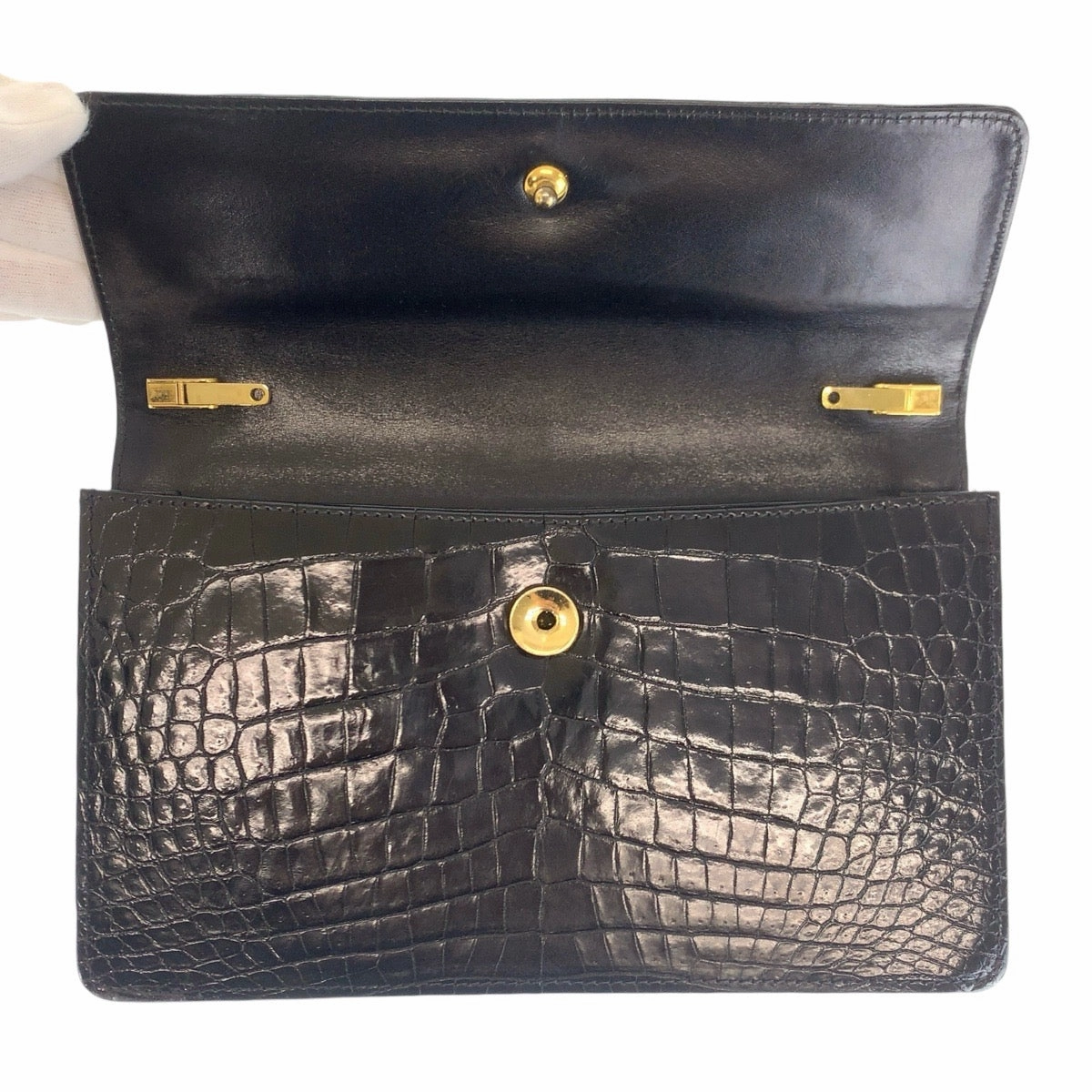 Gucci Vintage Black Crocodile 2WAY Shoulder Bag