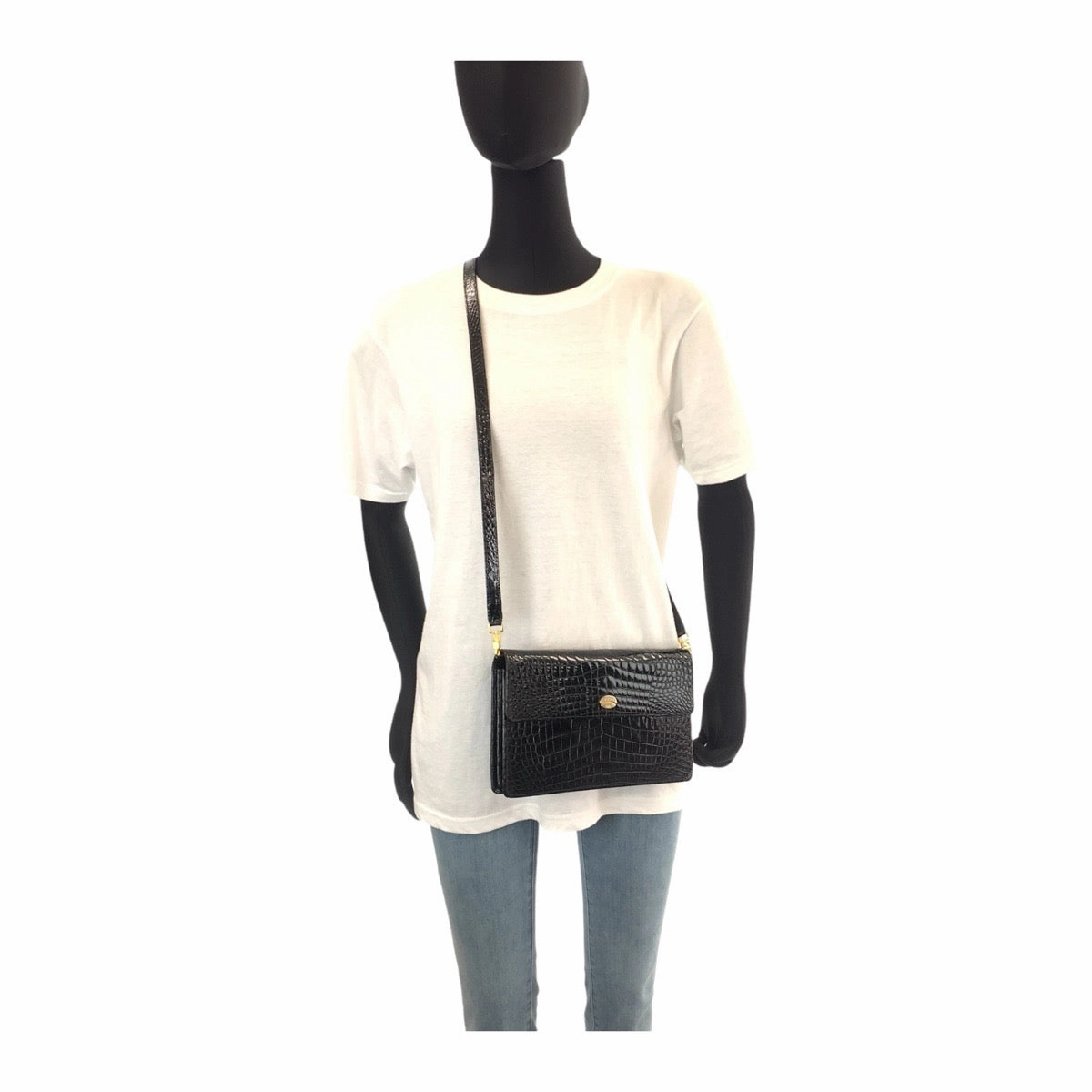 Gucci Vintage Black Crocodile 2WAY Shoulder Bag