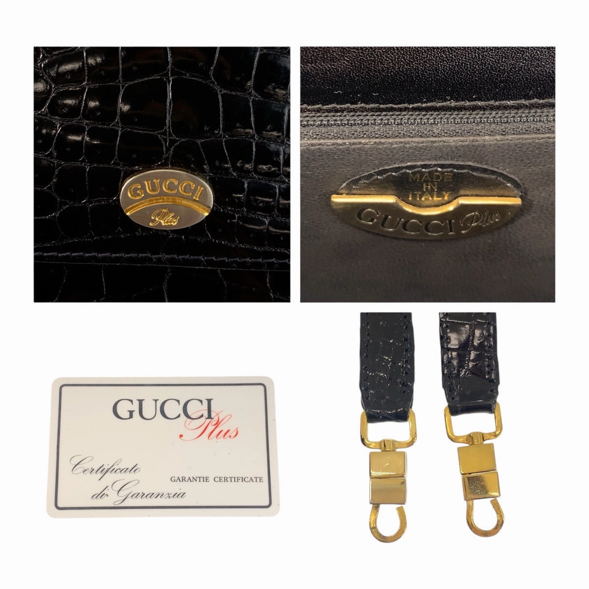 Gucci Vintage Black Crocodile 2WAY Shoulder Bag