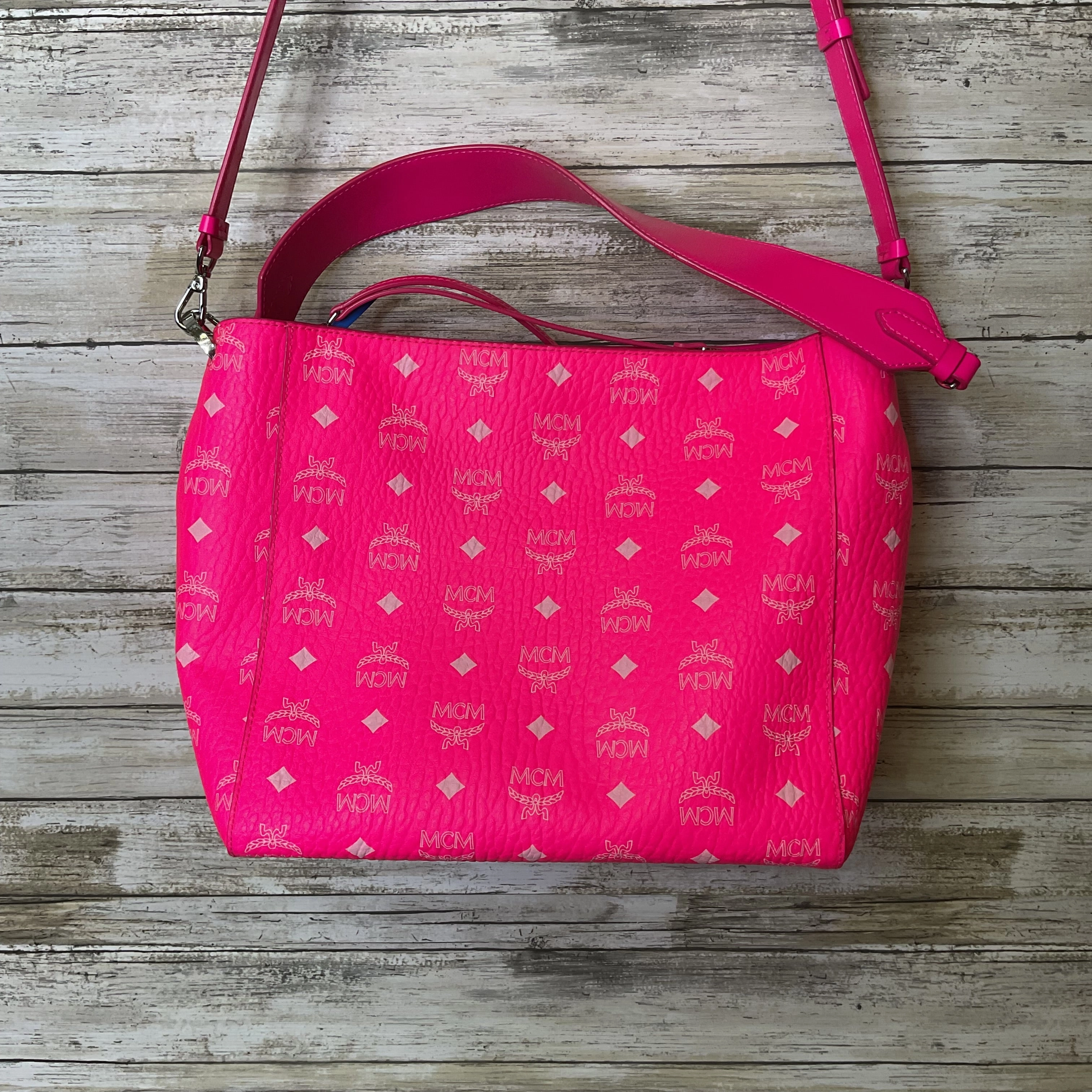 Handbag Luxury Designer By Mcm In Pink, Size:Medium