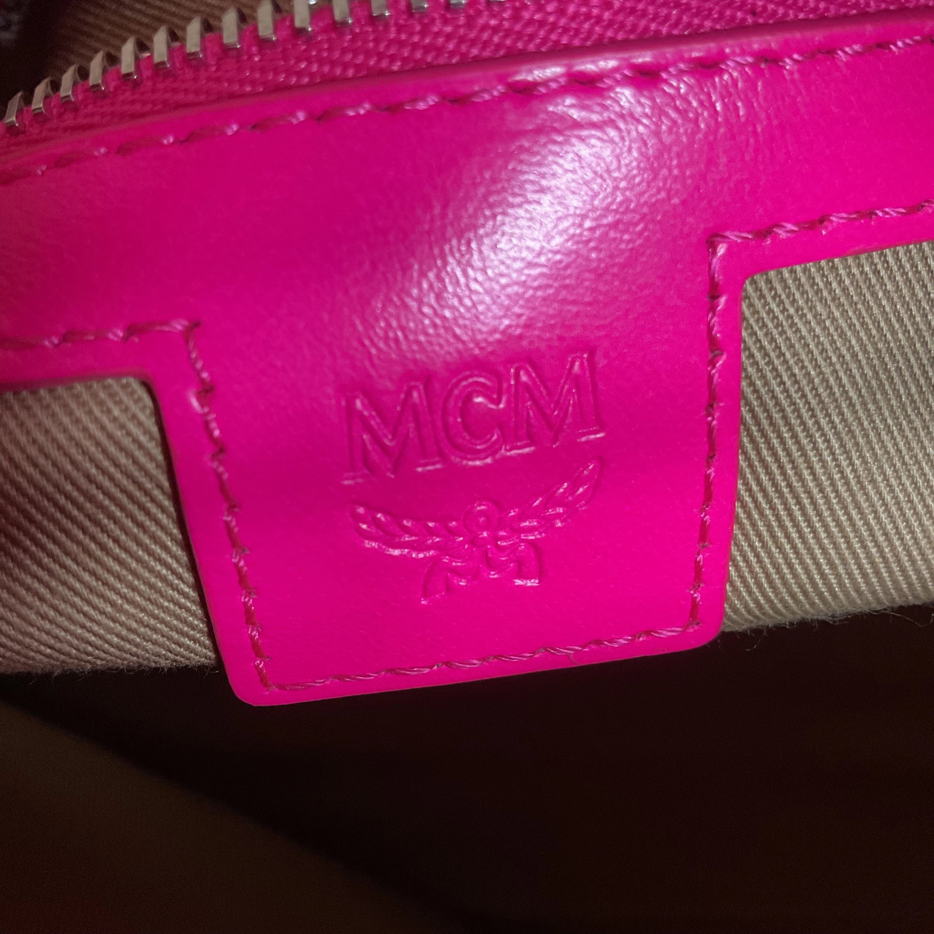 Handbag Luxury Designer By Mcm In Pink, Size:Medium