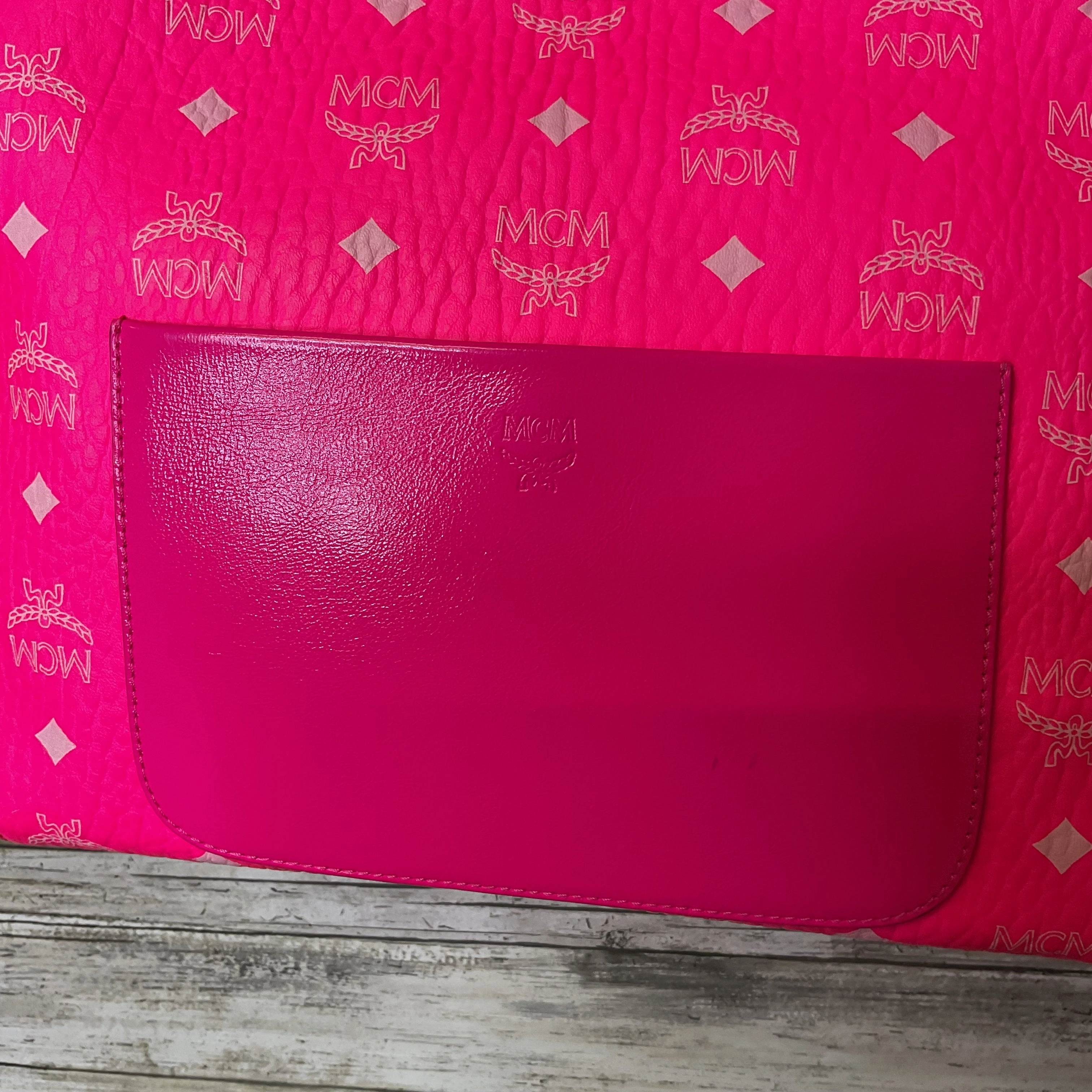 Handbag Luxury Designer By Mcm In Pink, Size:Medium