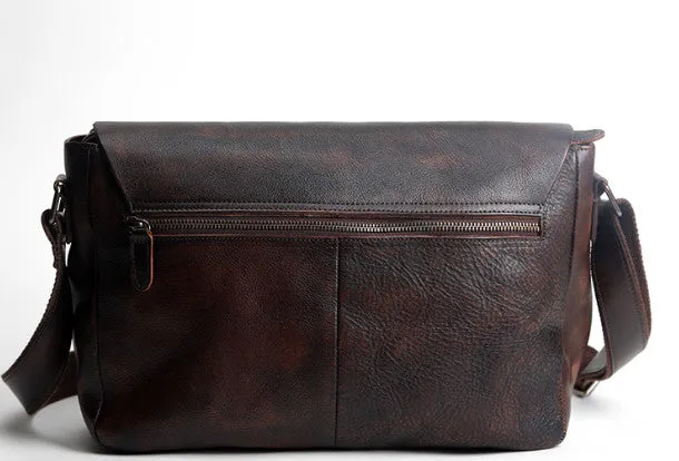 Handmade Cool leather men messenger bag shoulder laptop bag for men