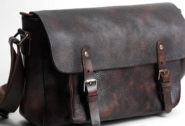 Handmade Cool leather men messenger bag shoulder laptop bag for men